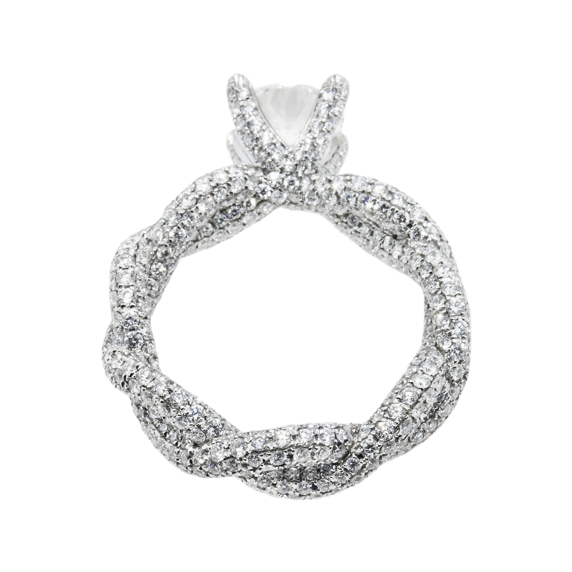 Gia 18K White Gold 1.50Ct Round Diamond Infinity Twist Engagement Ring 4.73Ctw Bridal