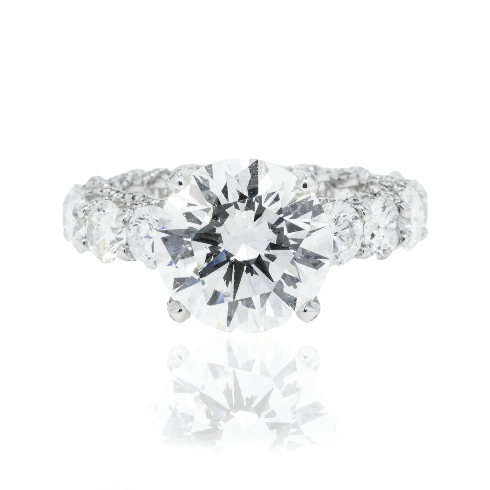 Gia 18K White Gold 5.44Ct Round Diamond Engagement Ring 11.18Ctw Bridal