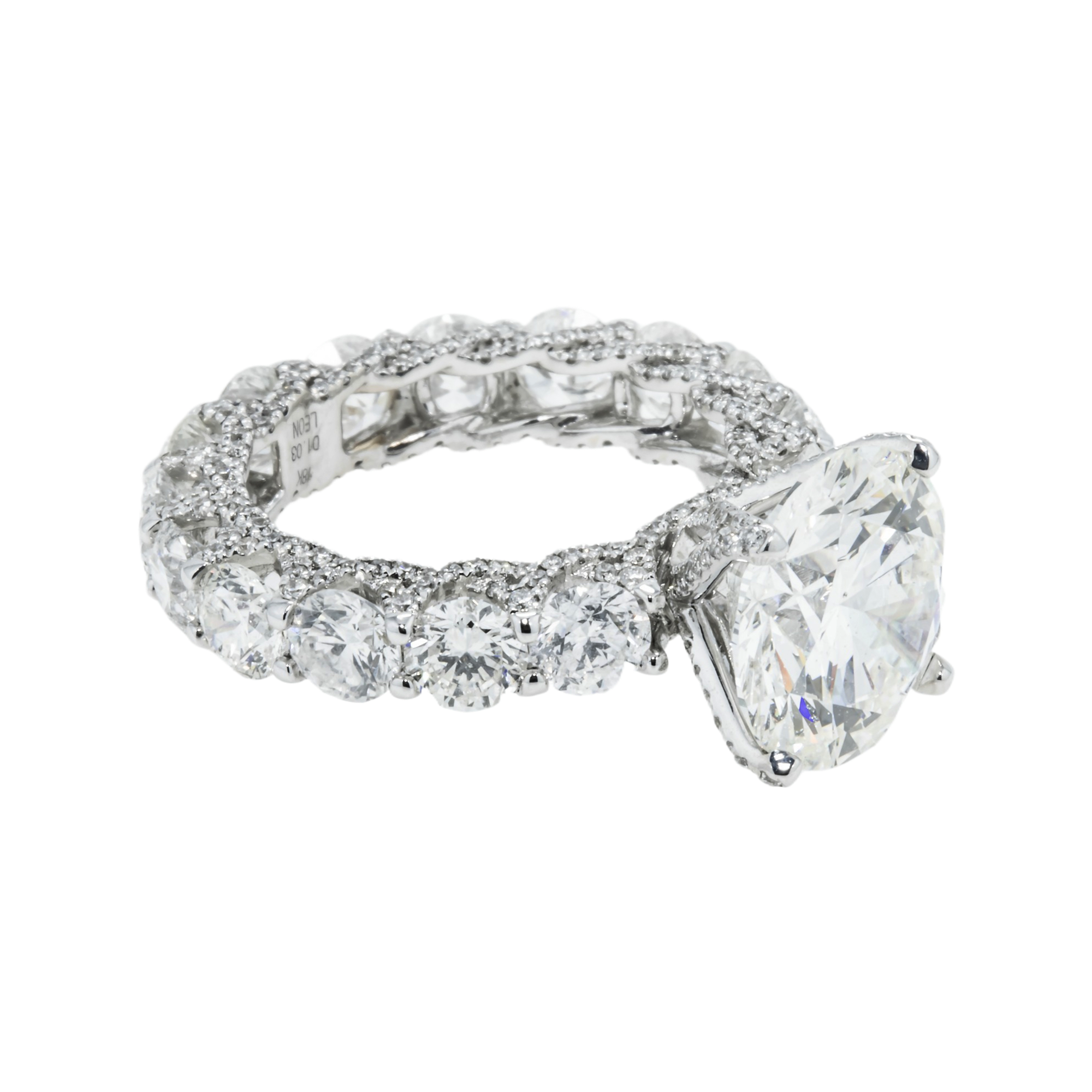 Gia 18K White Gold 5.44Ct Round Diamond Engagement Ring 11.18Ctw Bridal