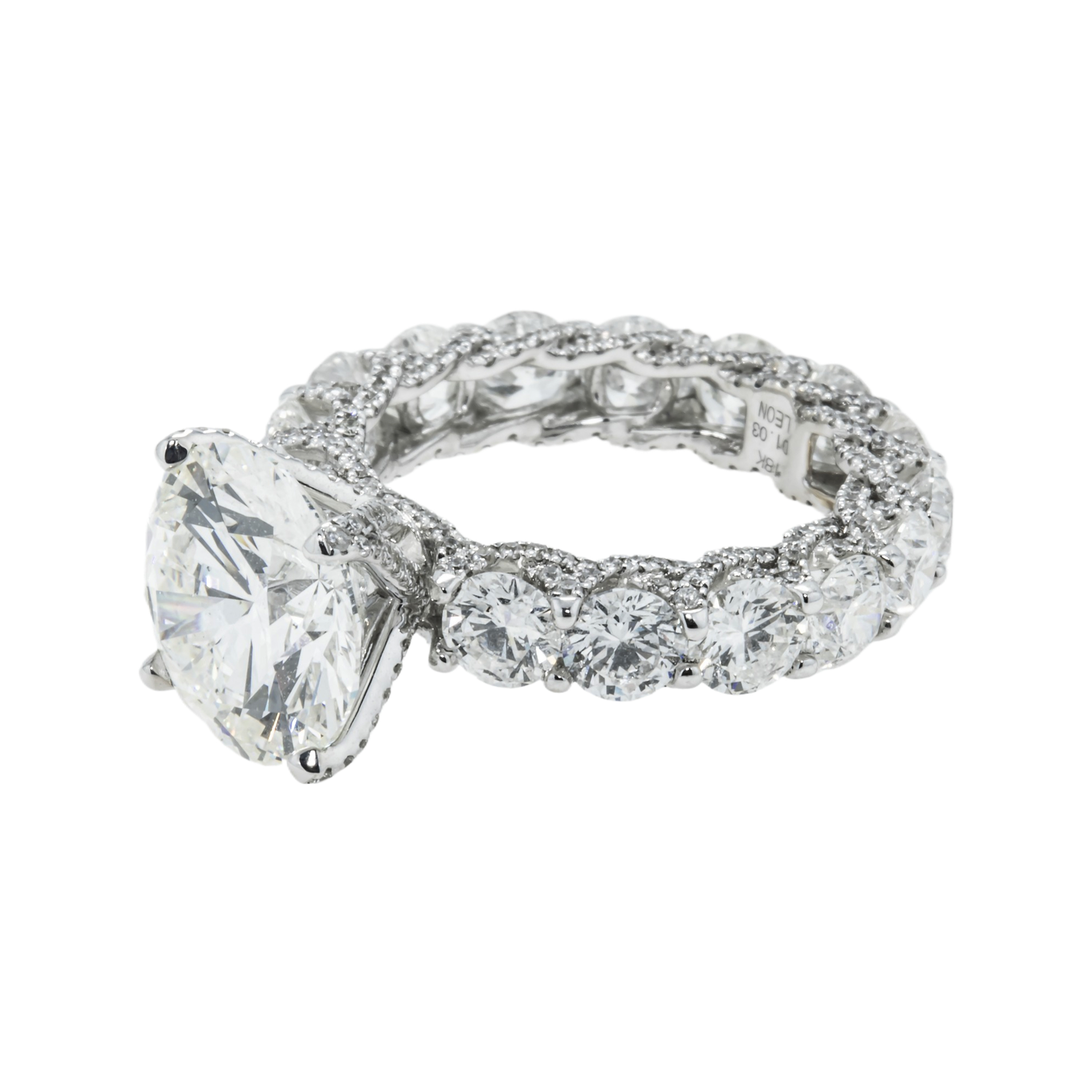 Gia 18K White Gold 5.44Ct Round Diamond Engagement Ring 11.18Ctw Bridal
