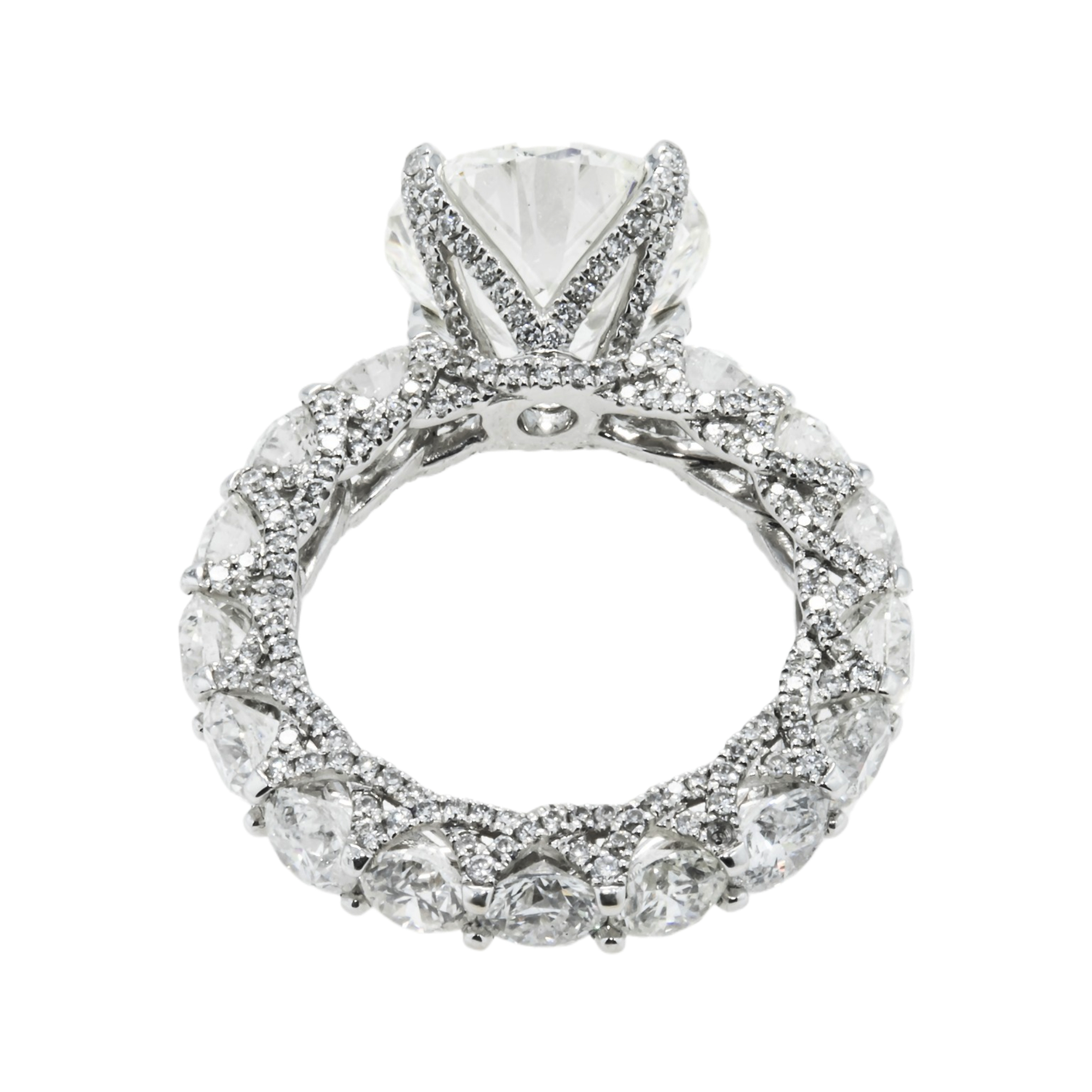 Gia 18K White Gold 5.44Ct Round Diamond Engagement Ring 11.18Ctw Bridal