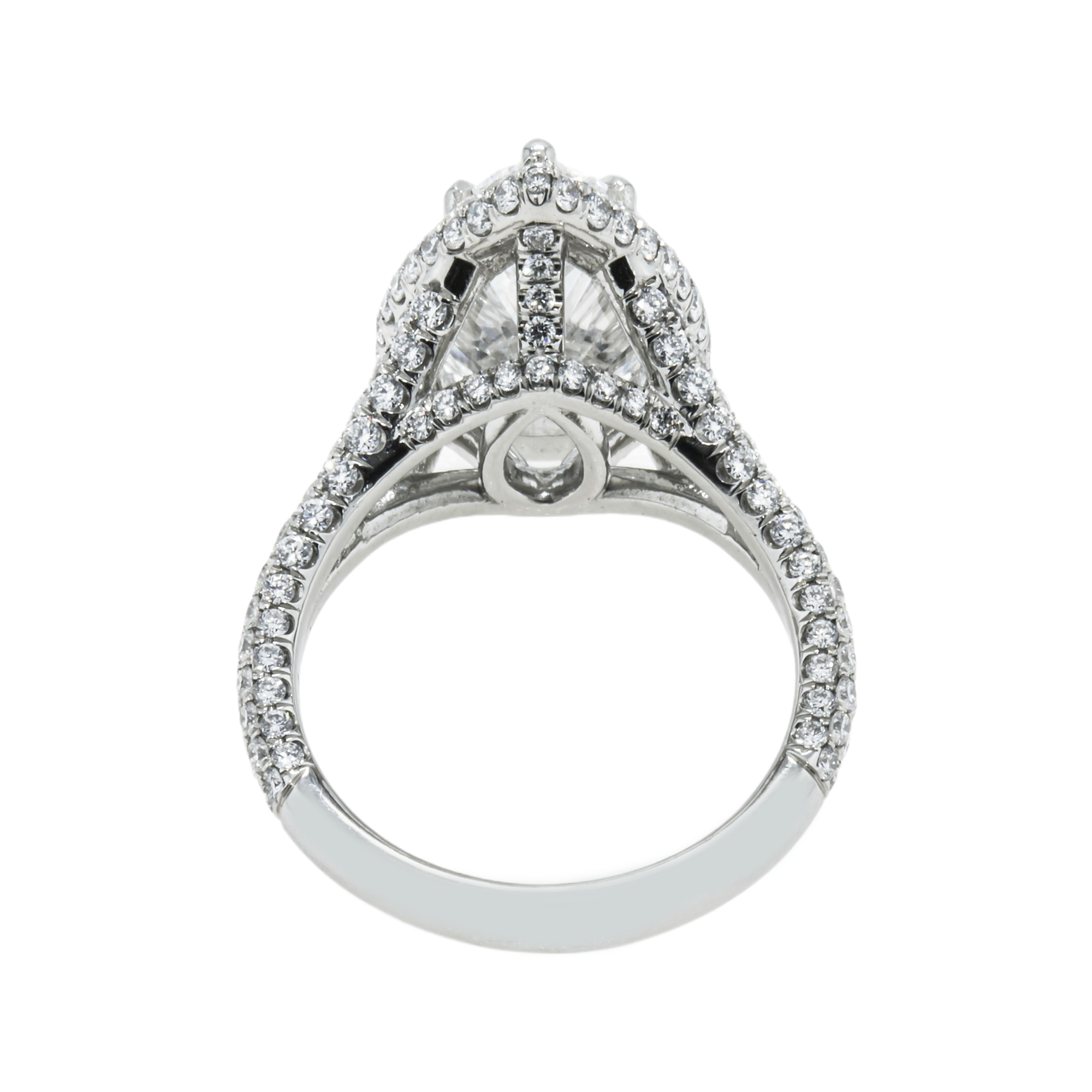 Gia Platinum 5.09Ct Internally Flawless Pear Cut Diamond Engagement Ring 6.89Ctw Bridal