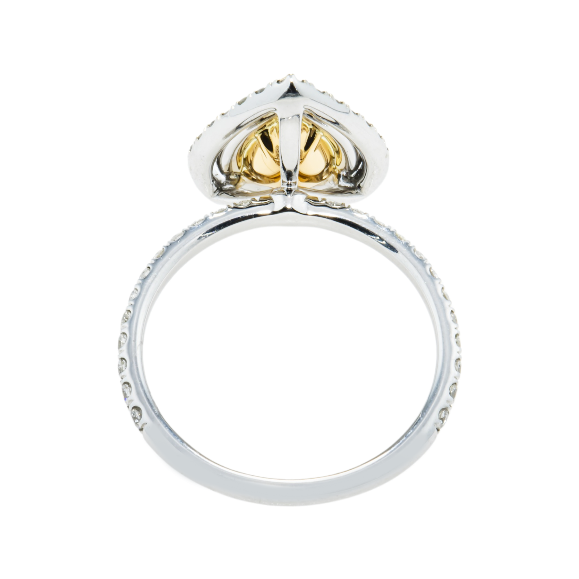Gia 18K White Gold 1.03Ct Pear Cut Fancy Yellow Diamond Engagement Ring 1.73Ctw Rings