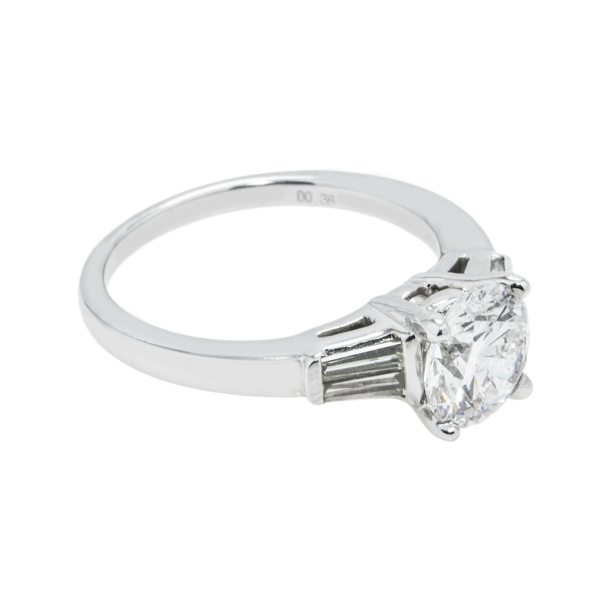 14K White Gold 1.57Ct Round Cut Triple Diamond Engagement Ring 1.93Ctw Bridal