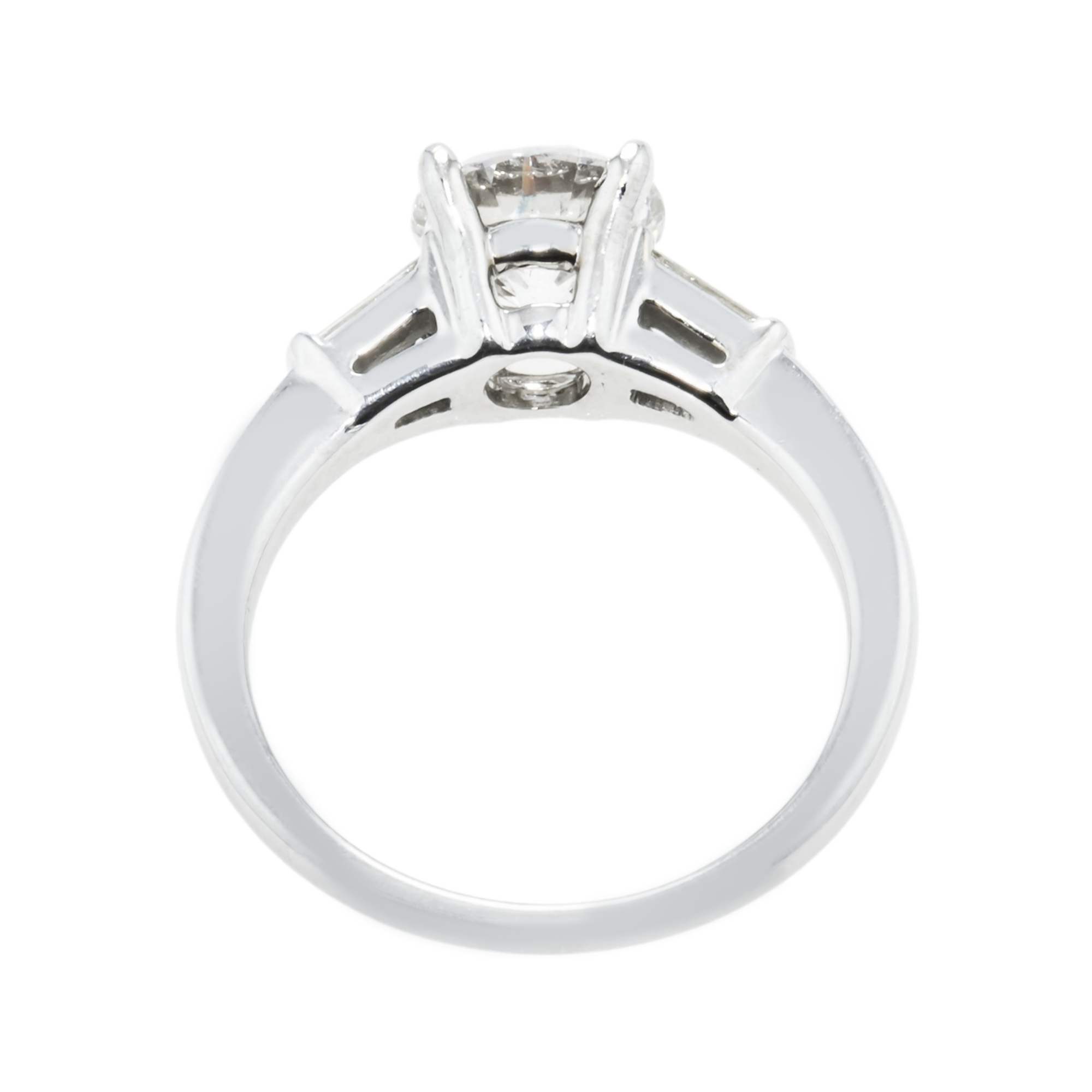 14K White Gold 1.57Ct Round Cut Triple Diamond Engagement Ring 1.93Ctw Bridal