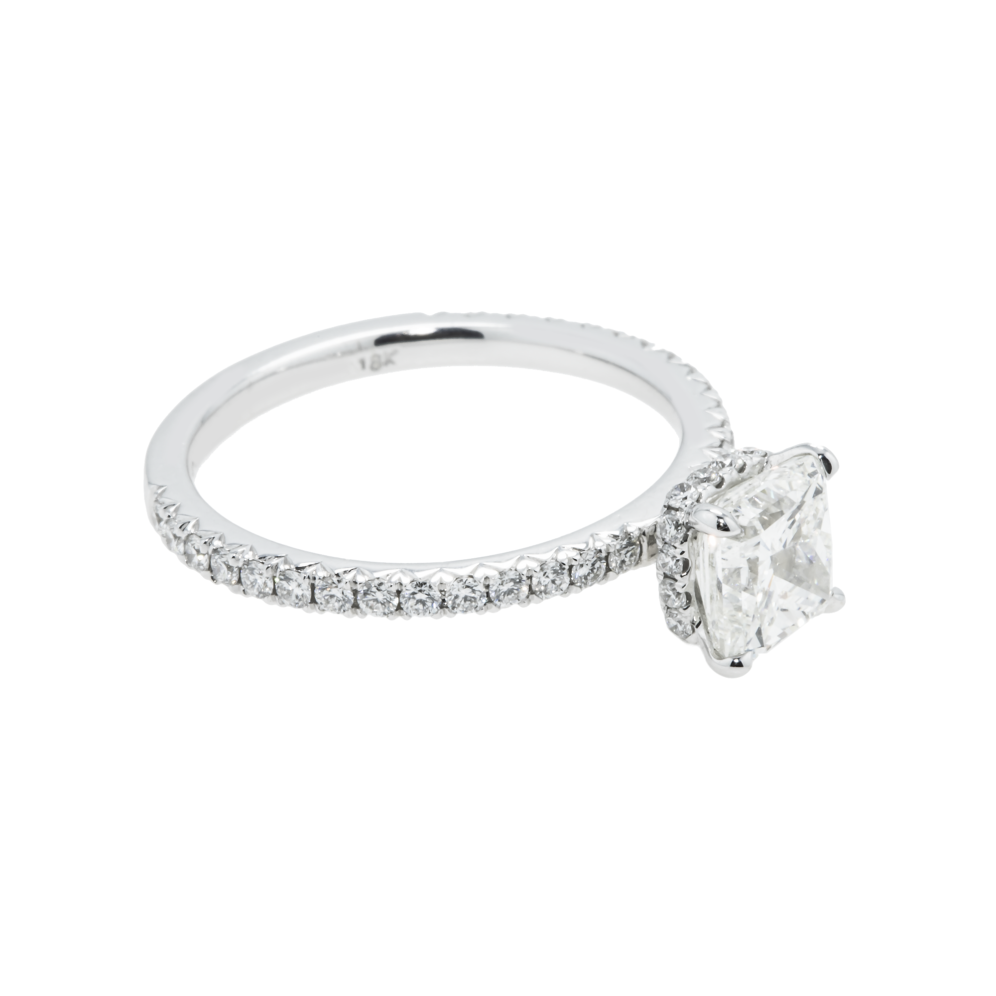 Gia 18K White Gold 1.51Ct Square Radiant Cut Diamond Engagement Ring 1.97 Bridal