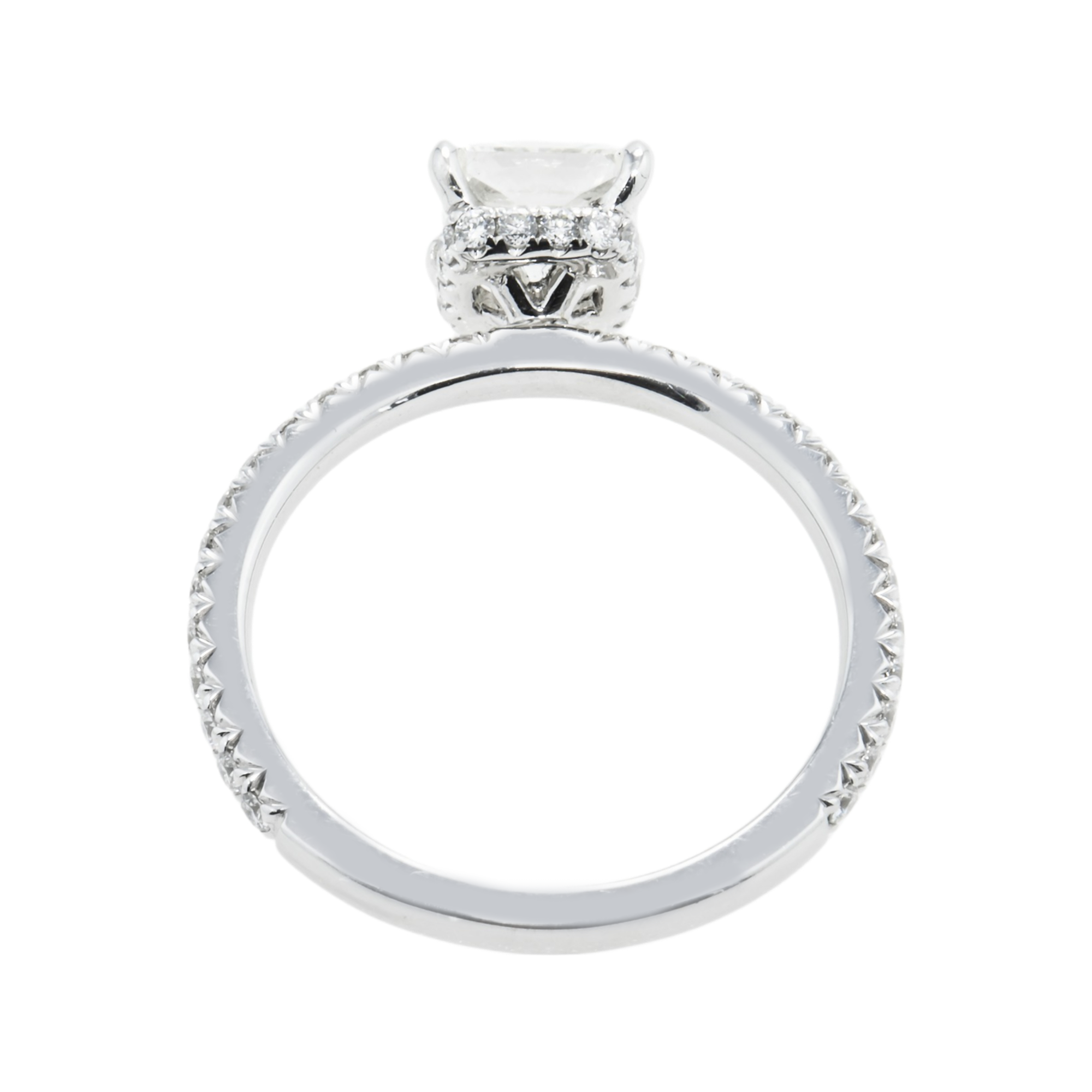 Gia 18K White Gold 1.51Ct Square Radiant Cut Diamond Engagement Ring 1.97 Bridal