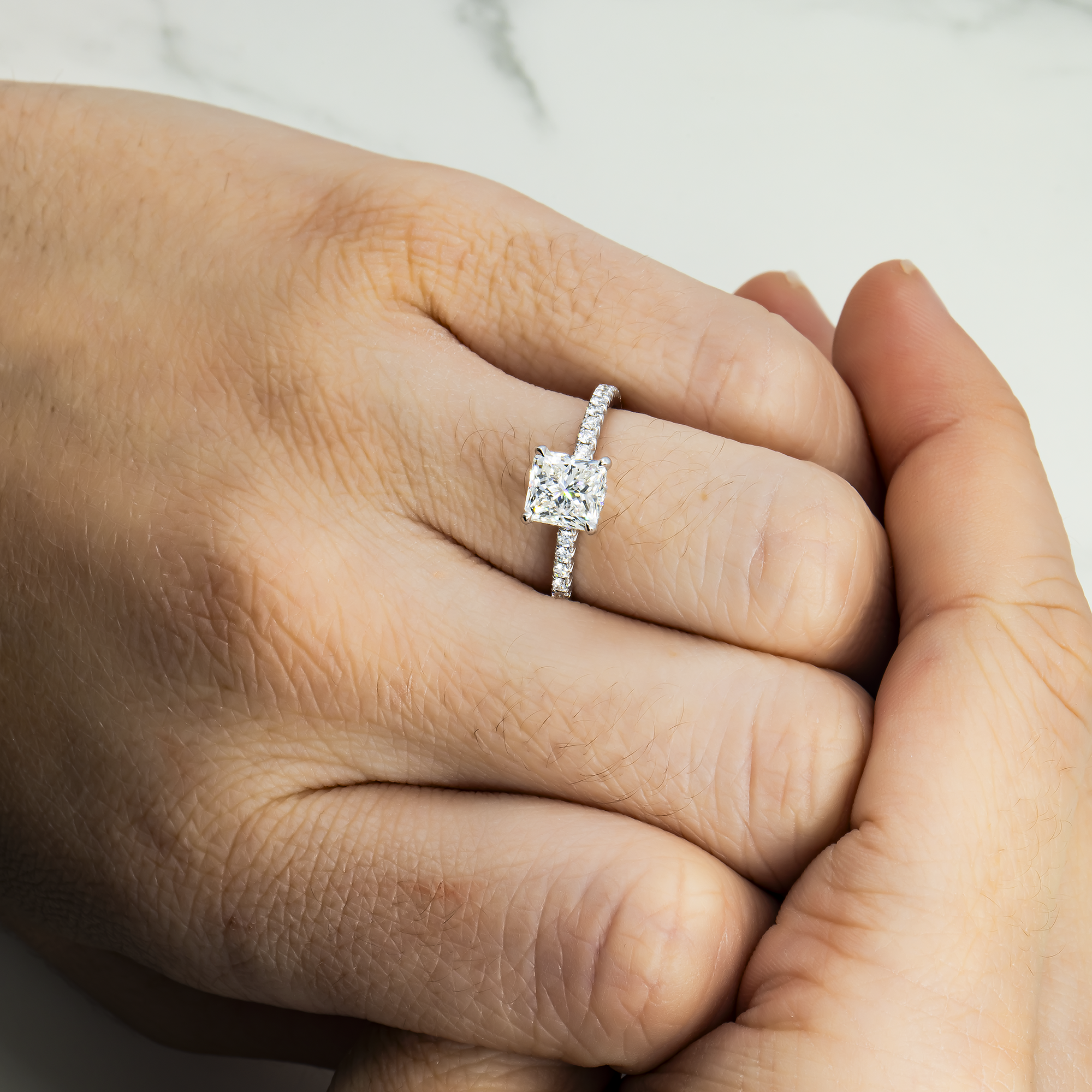 Gia 18K White Gold 1.51Ct Square Radiant Cut Diamond Engagement Ring 1.97 Bridal