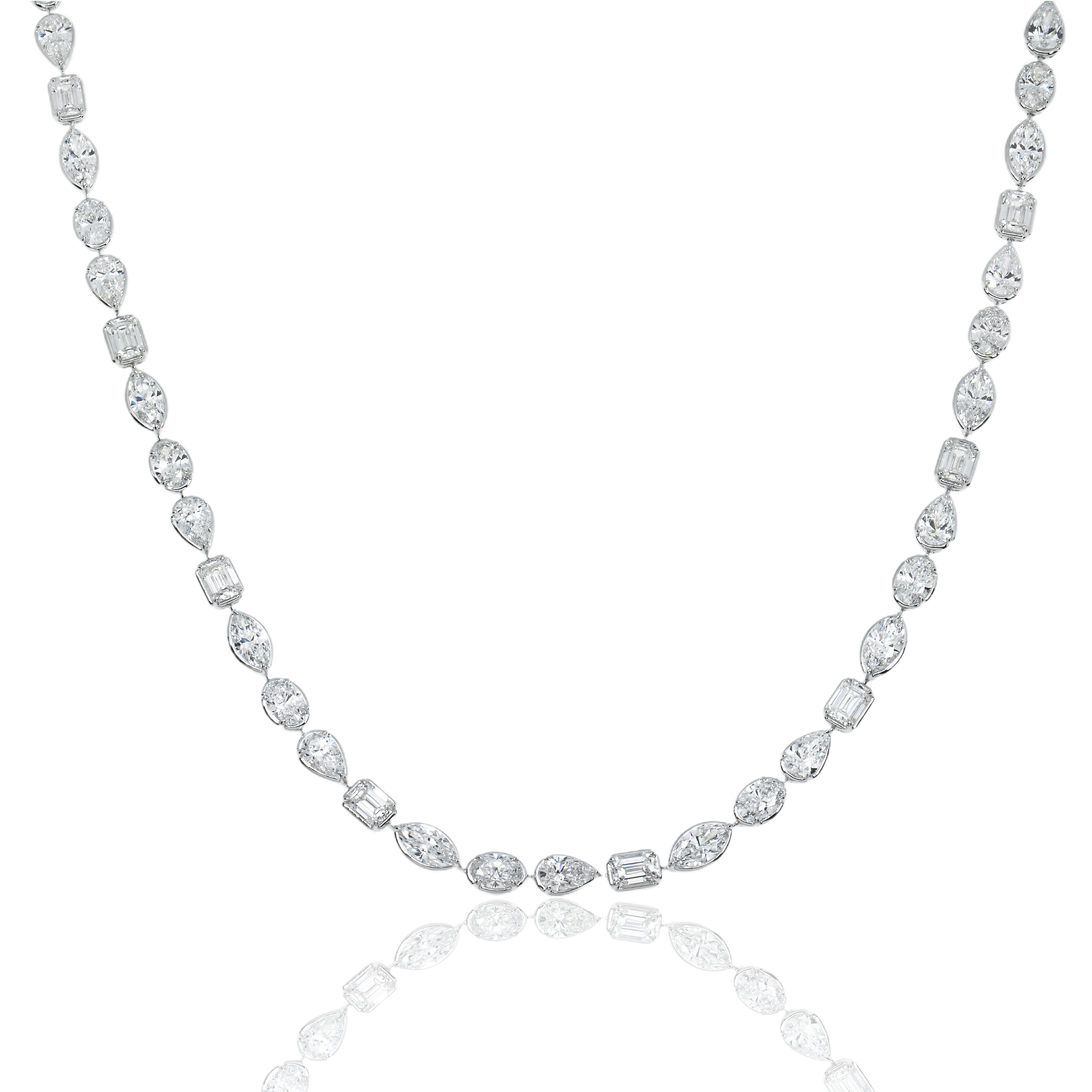 18K White Gold Combination Cut Diamond Chain 24.86Ct Necklace