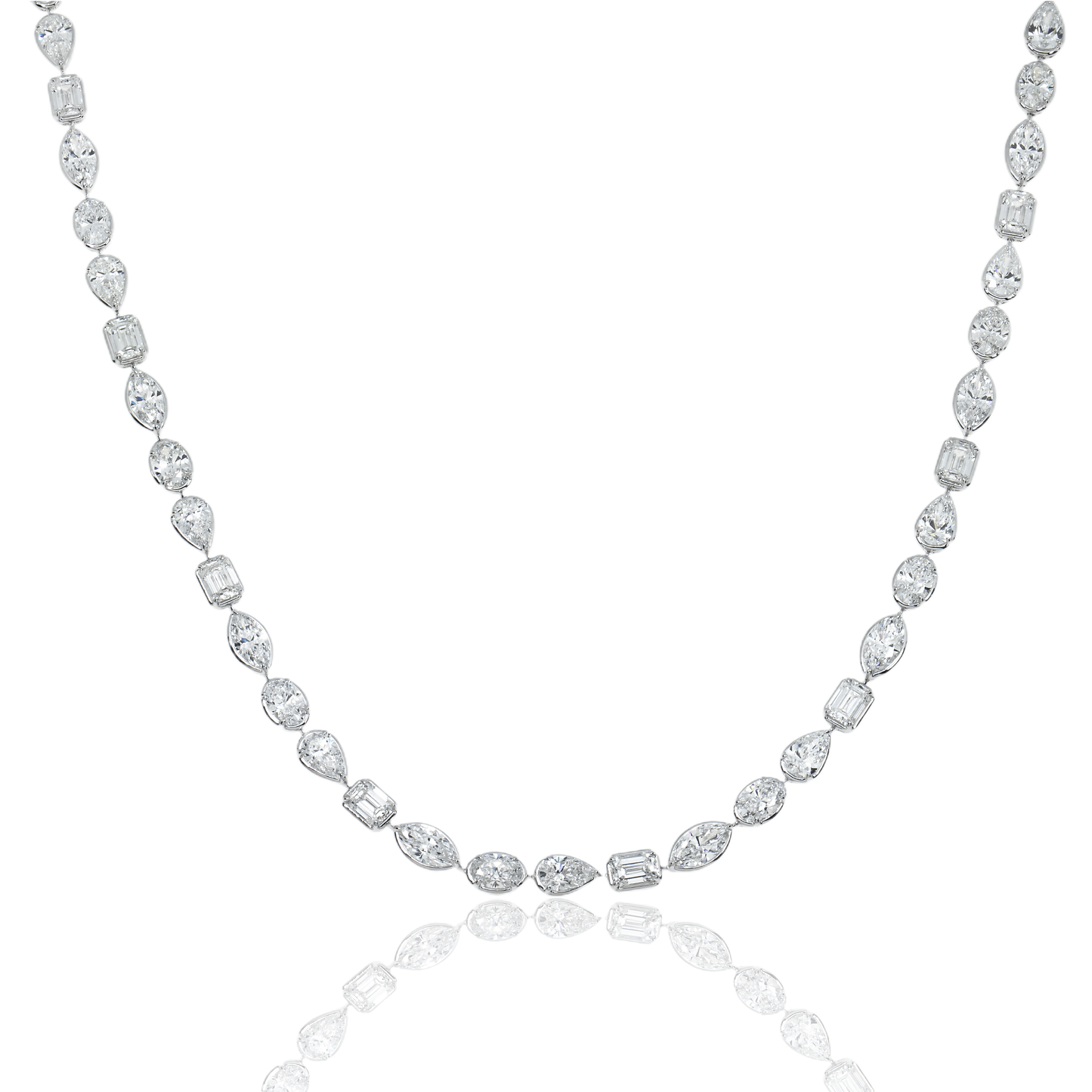 18K White Gold Combination Cut Diamond Chain 24.86ct