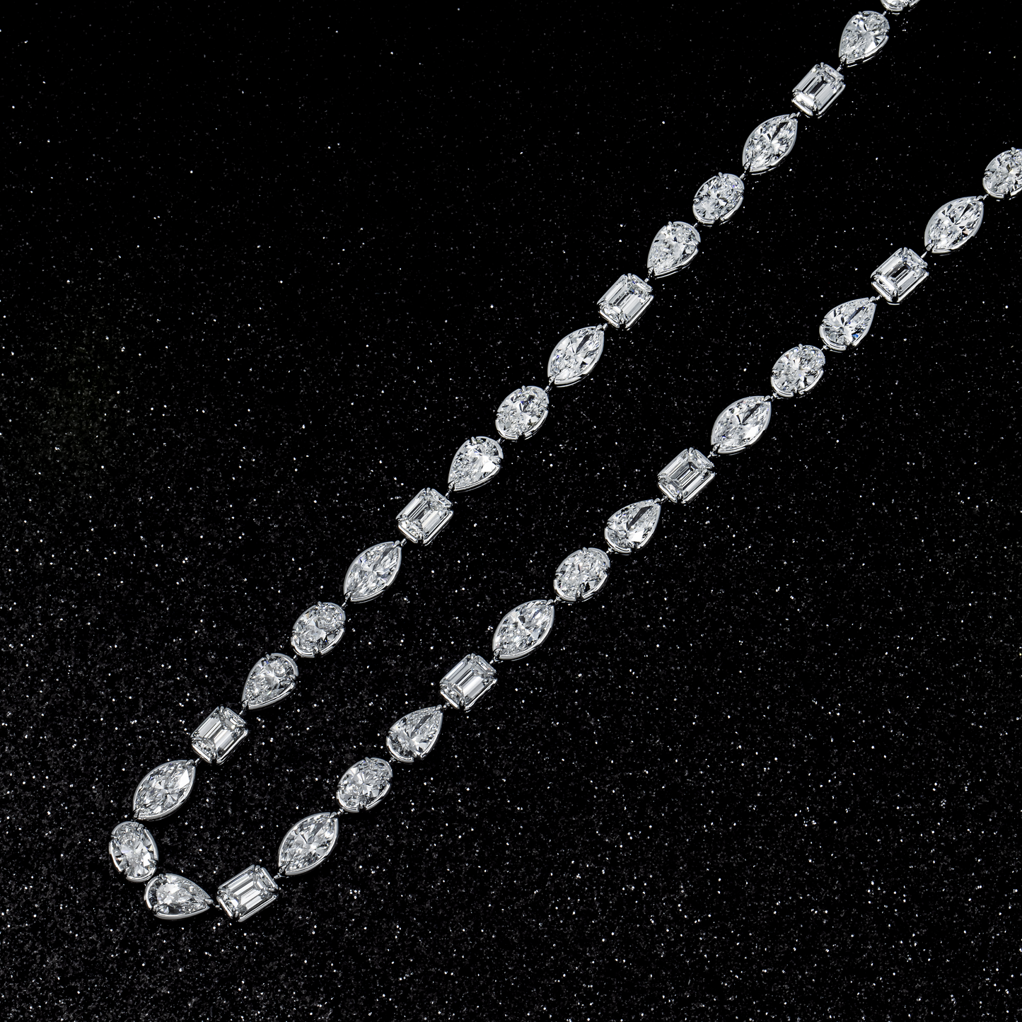 18K White Gold Combination Cut Diamond Chain 24.86ct