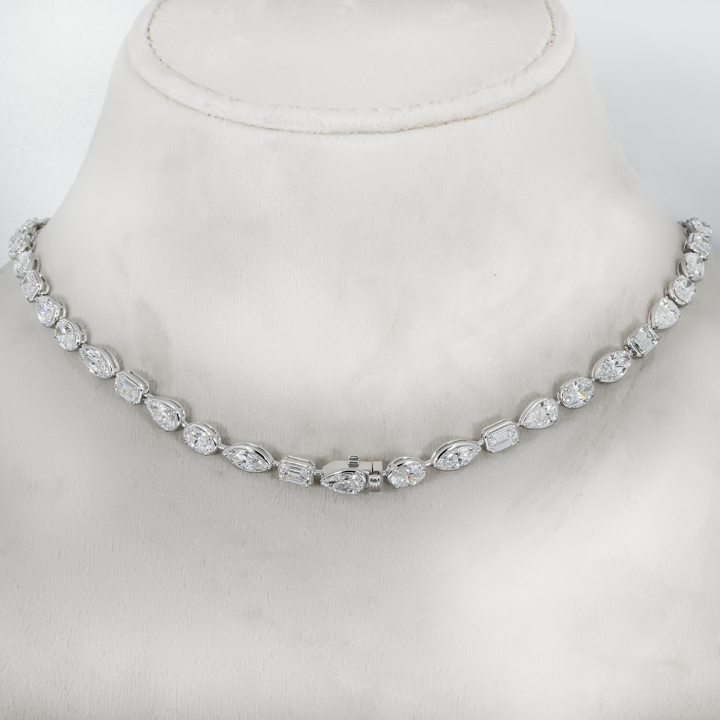 18K White Gold Combination Cut Diamond Chain 24.86ct