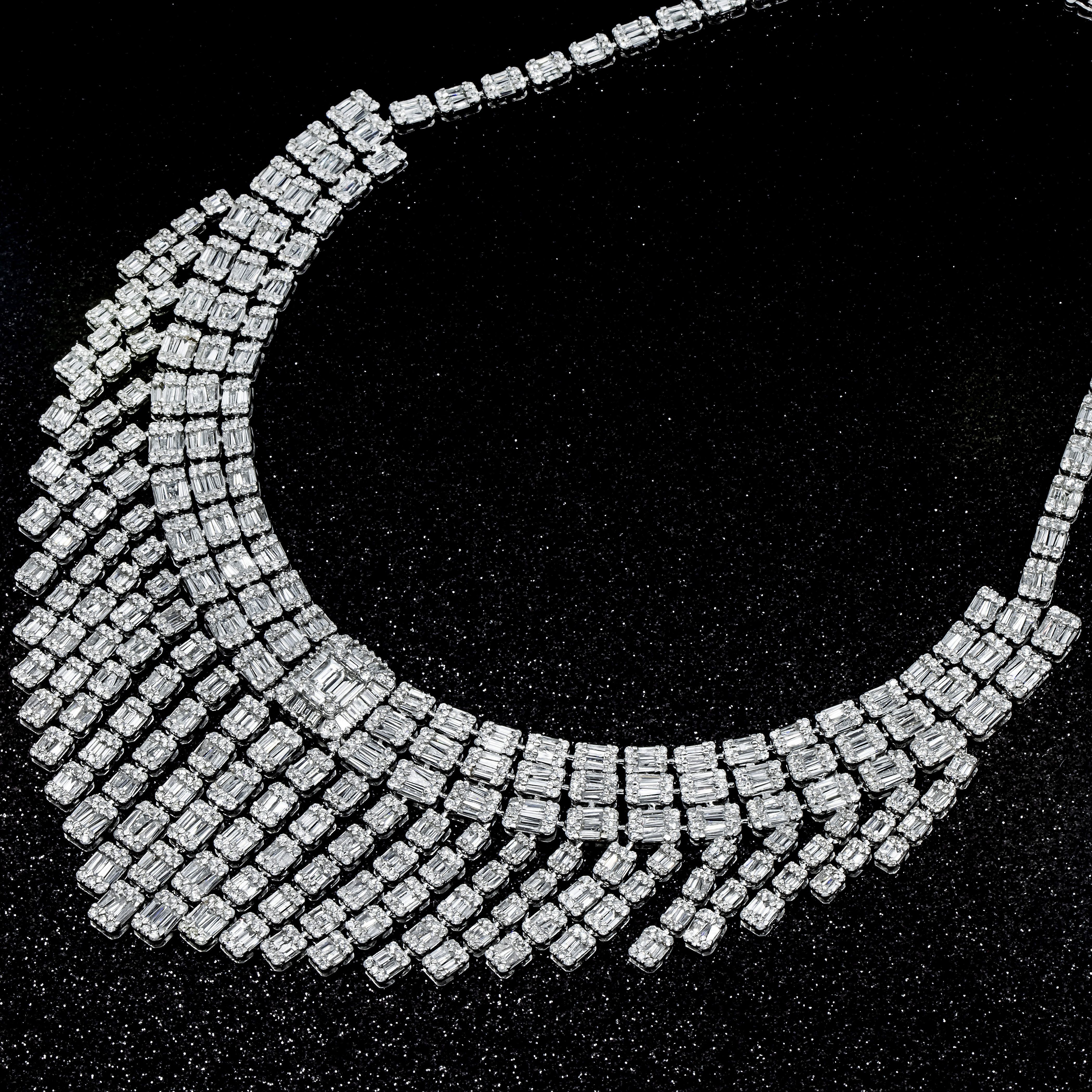 14K White Gold Diamond Chandelier Necklace 45.90Ct Necklace