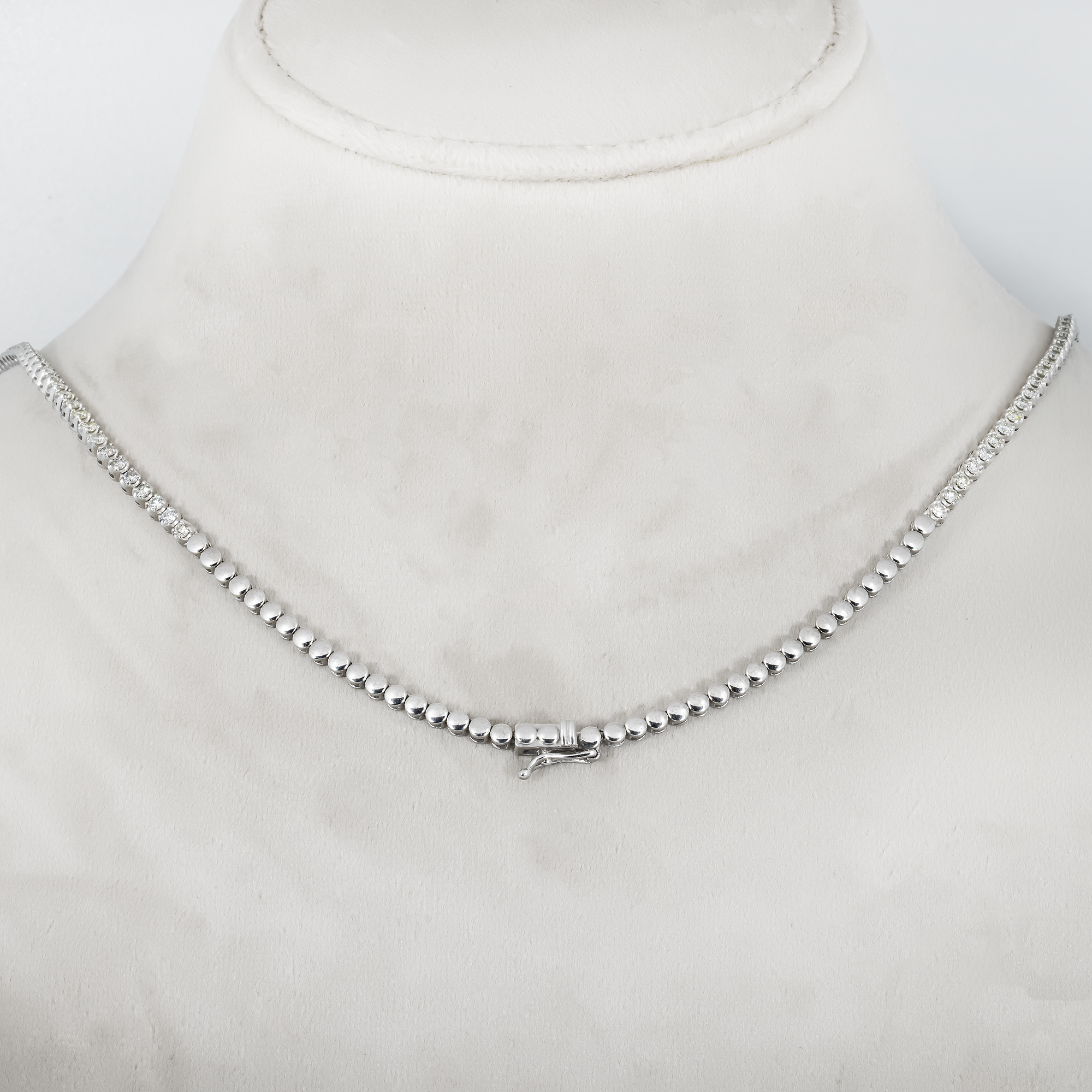 14K White Gold Long Diamond Chain Necklace 7.68Ct Necklace