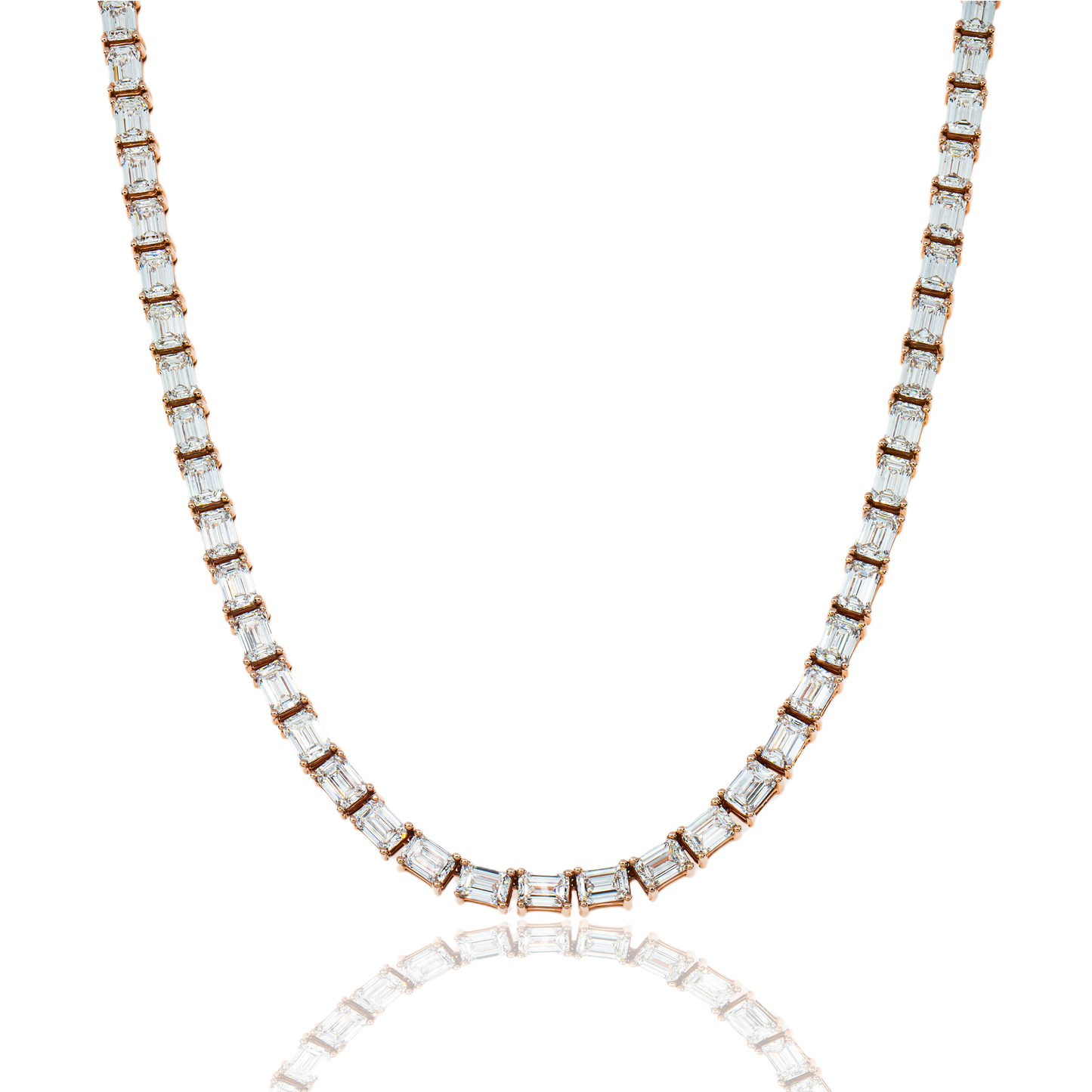 14K Rose Gold Emerald Cut Diamond Chain 110ct