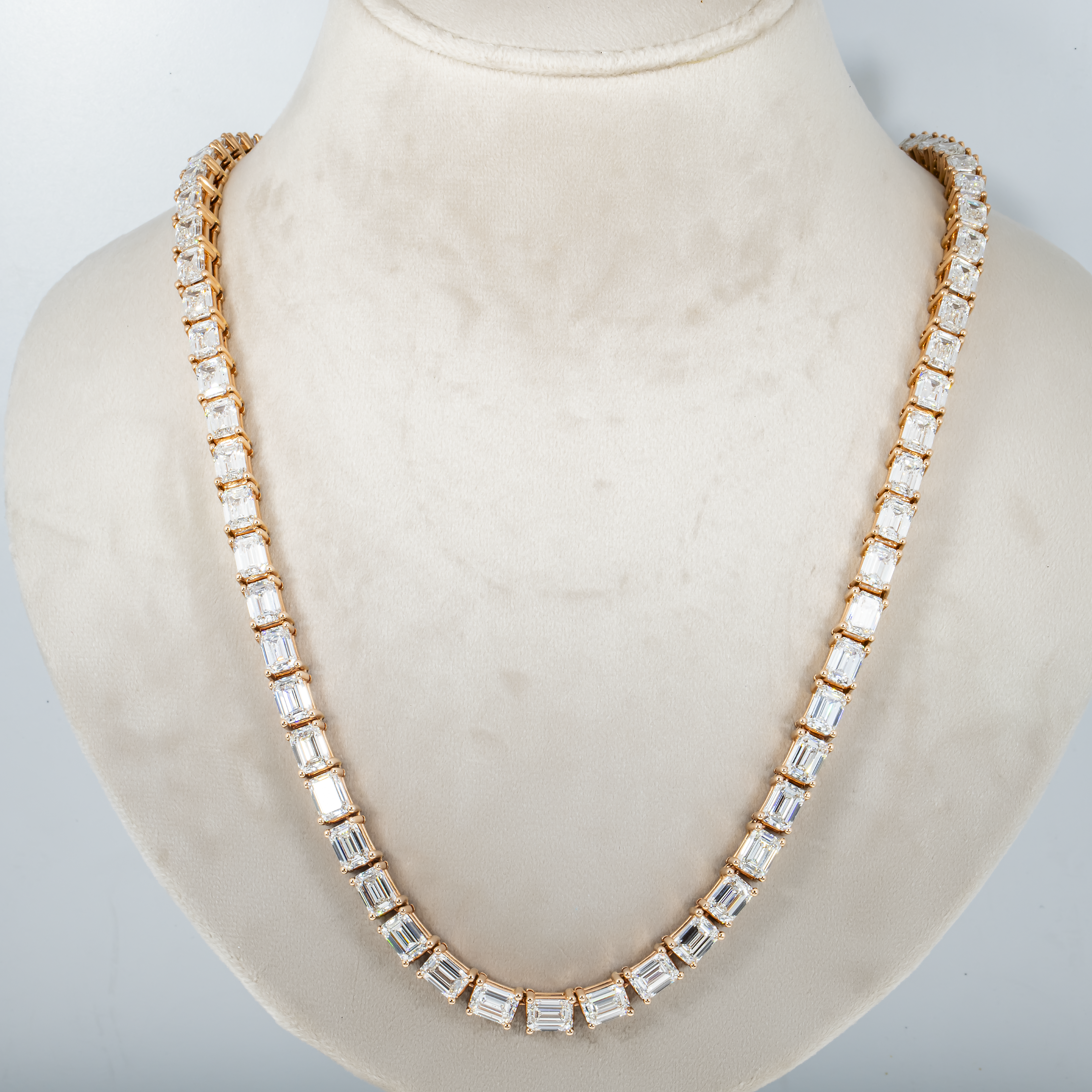 14K Rose Gold Emerald Cut Diamond Chain 110Ct Chains