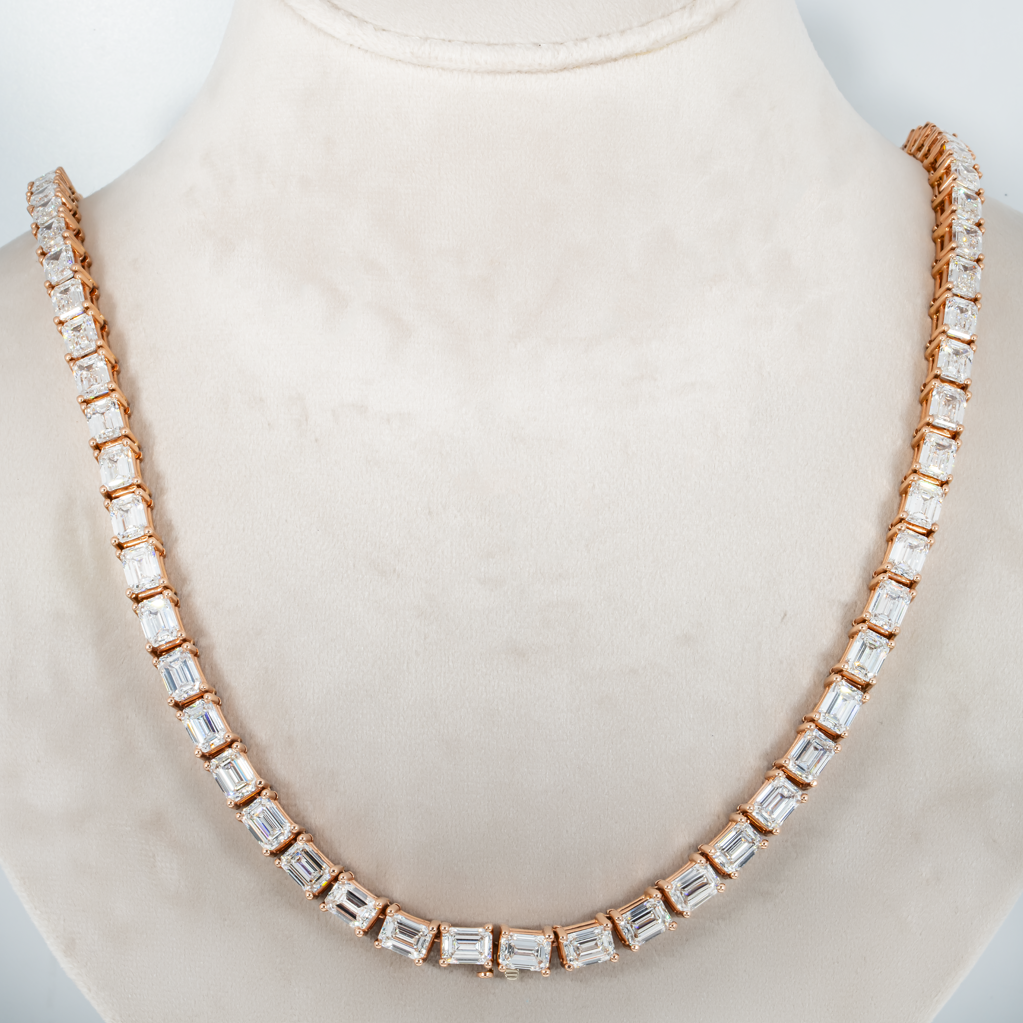 14K Rose Gold Emerald Cut Diamond Chain 110Ct Chains
