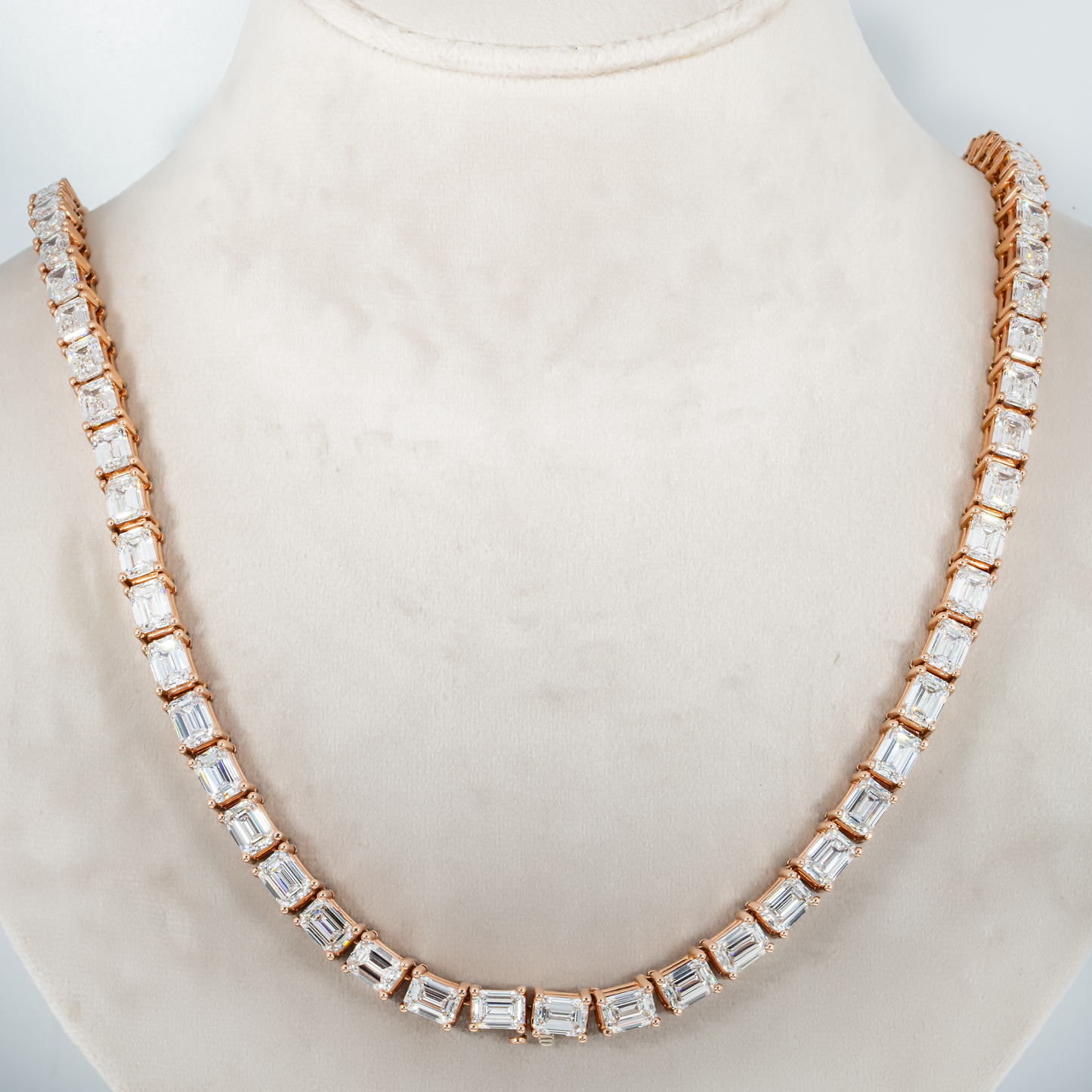 14K Rose Gold Emerald Cut Diamond Chain 110ct