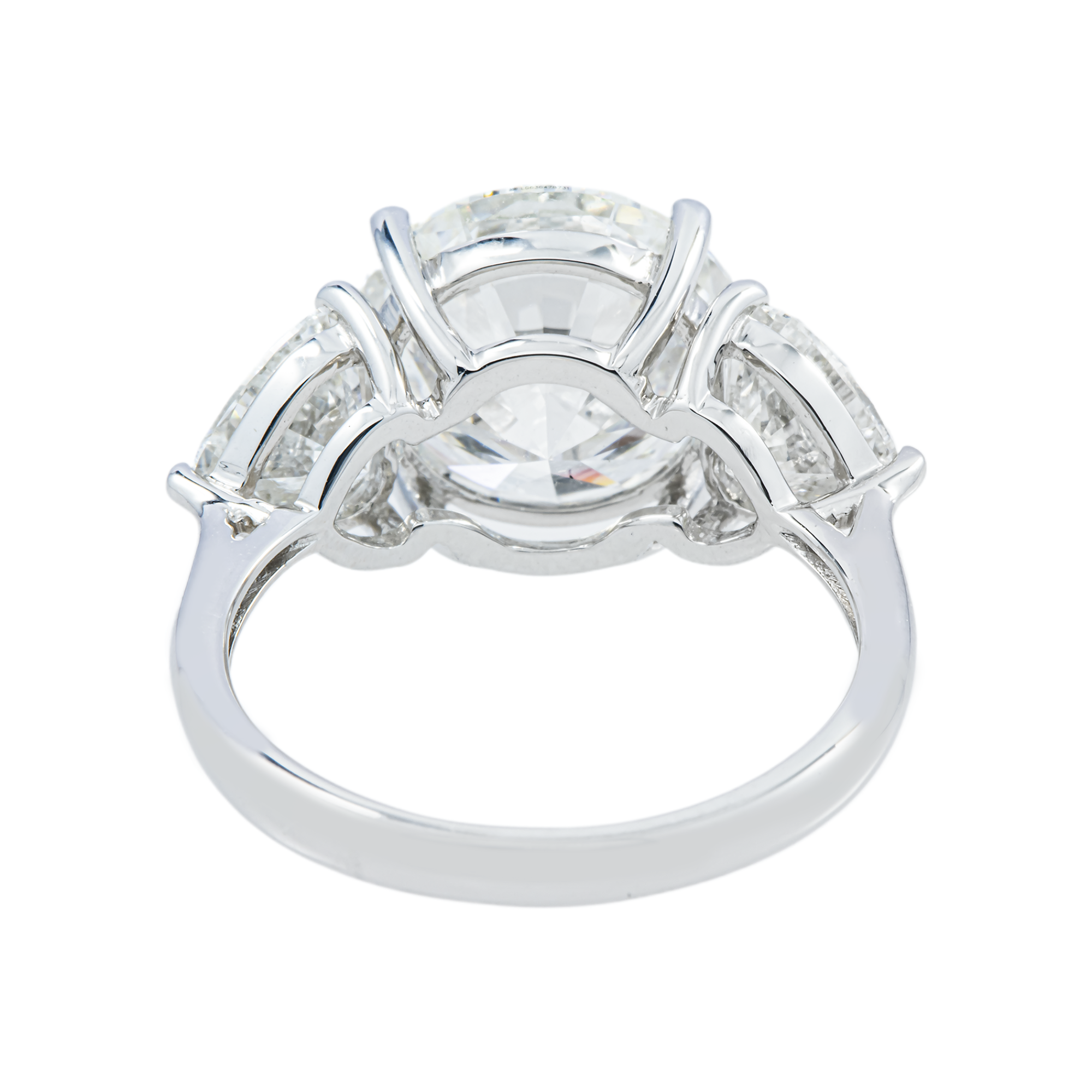 18K White Gold 5.14ct Round & Heart Triple Diamond Engagement Ring 7.01ctw