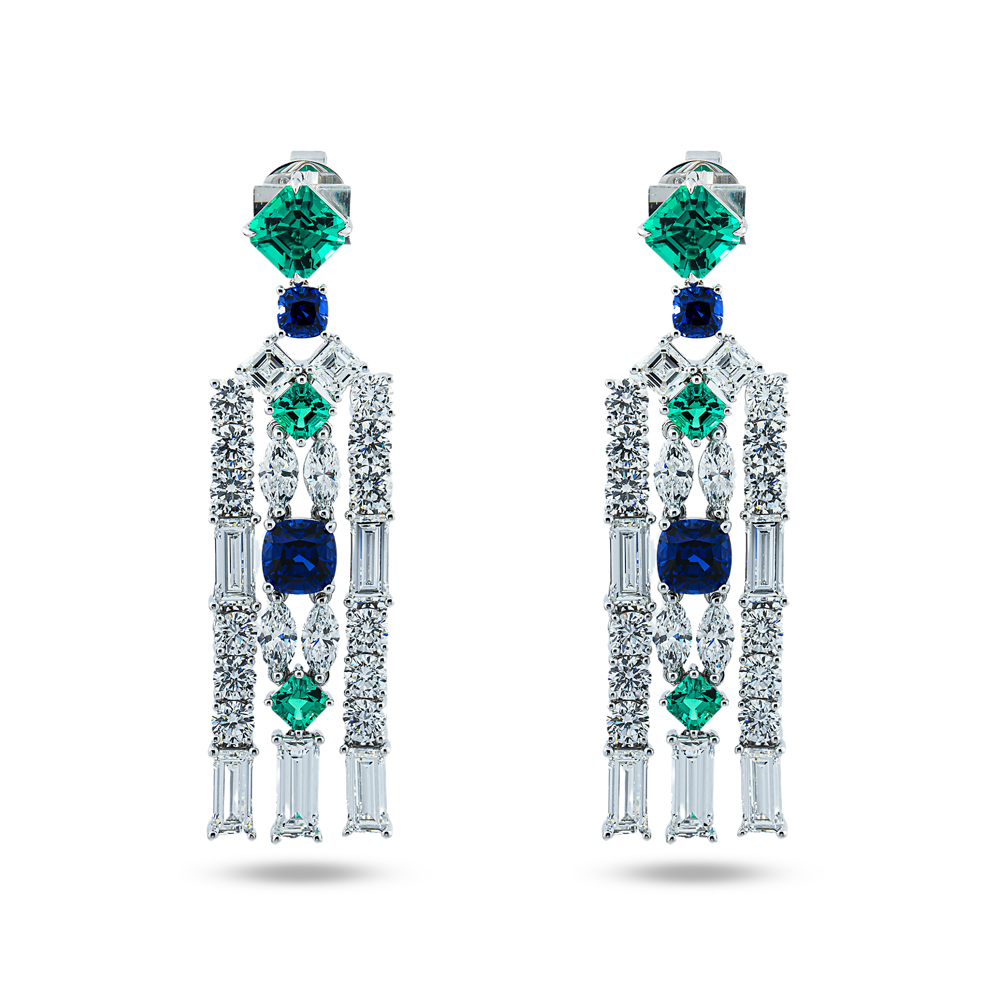 18K White Gold Gemstone & Diamond Drop Earrings 19.76ct