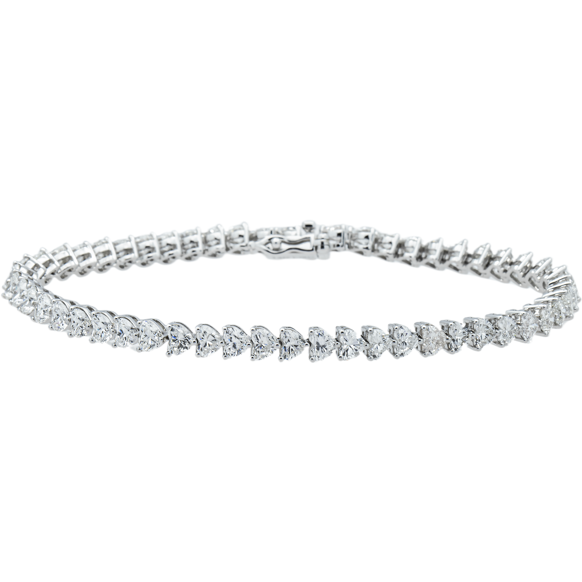 14K White Gold Heart Diamond Bracelet 7.88ct (6"-8")
