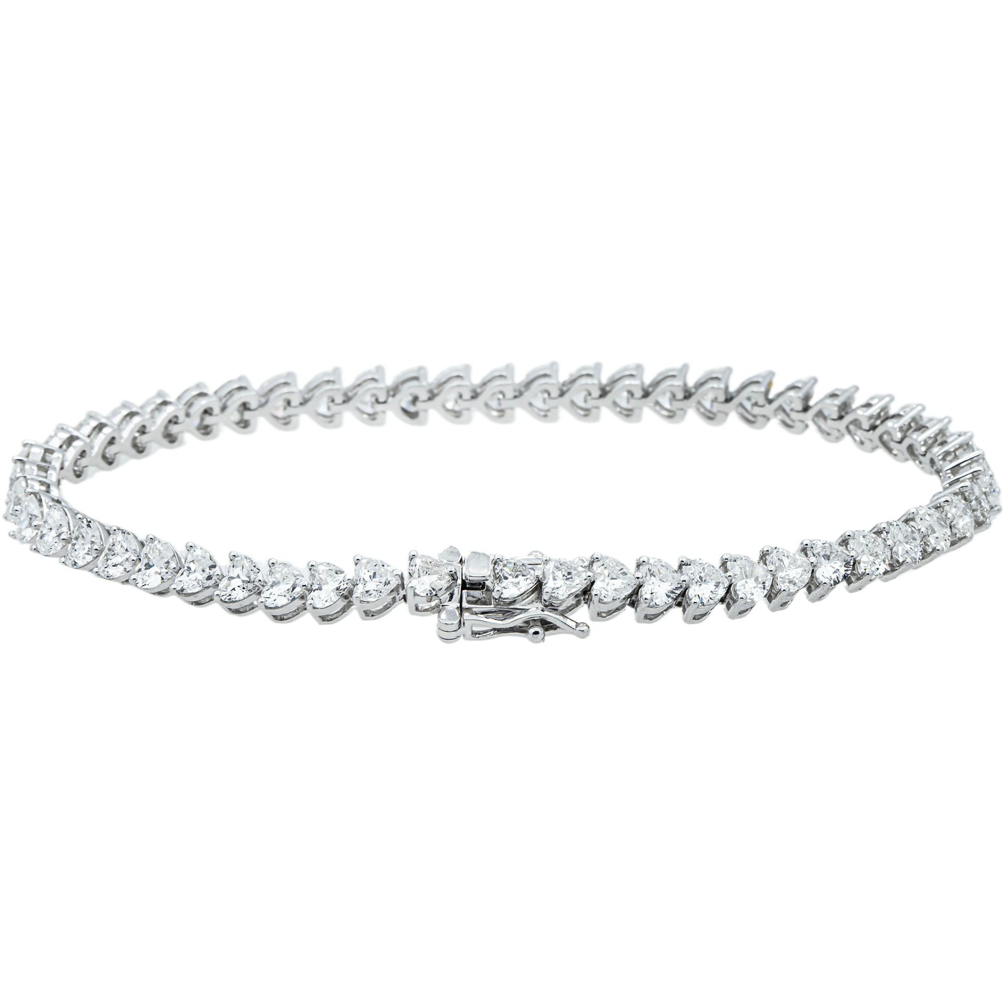 14K White Gold Heart Diamond Bracelet 7.88ct (6"-8")