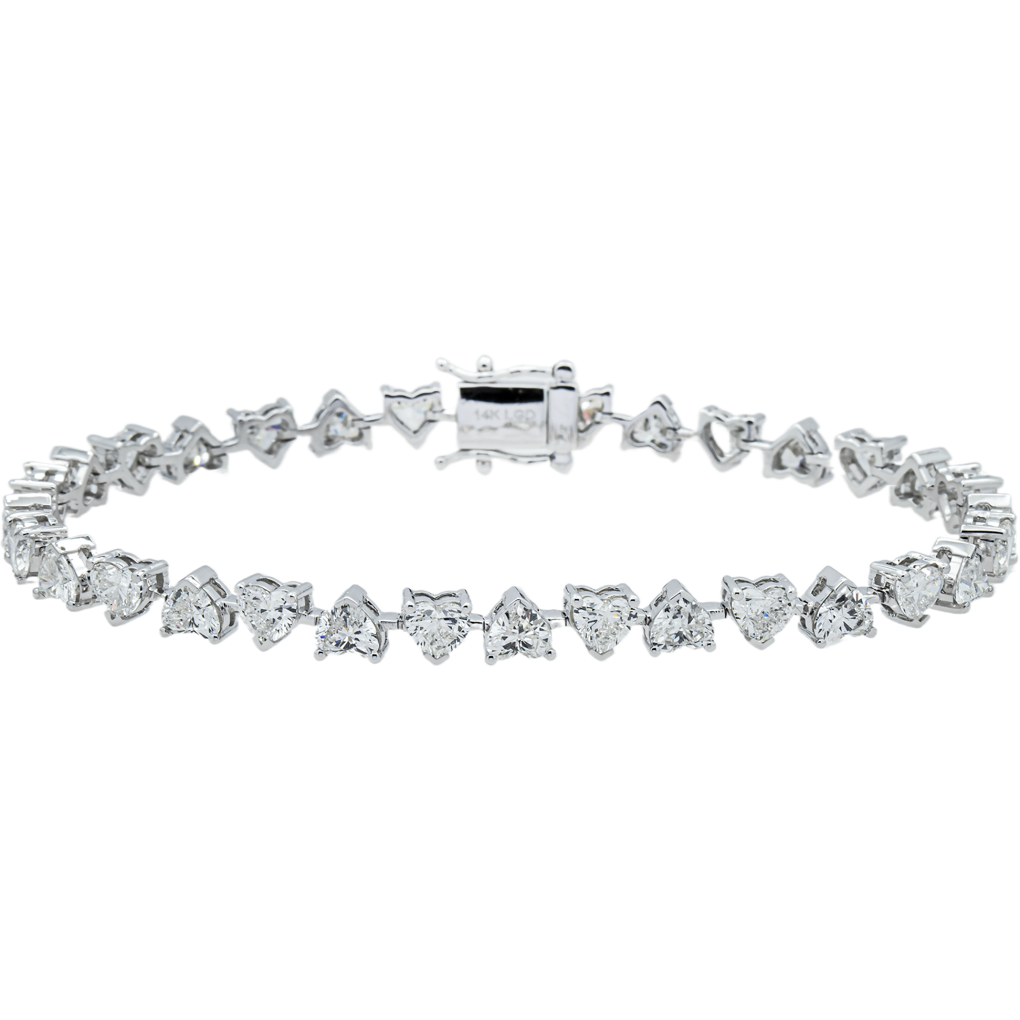 14K White Gold Heart Diamond Satellite Bracelet 8.32ct