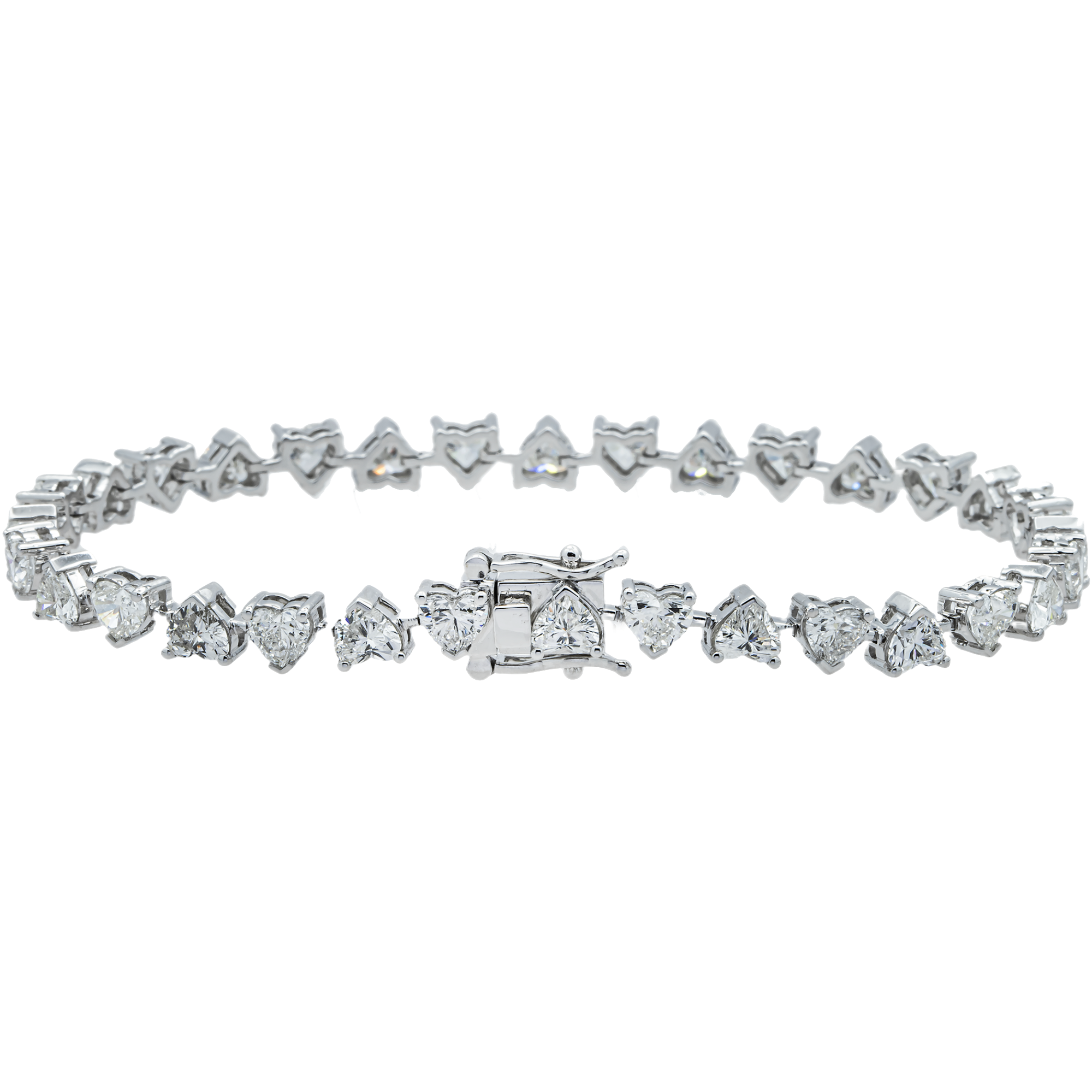 14K White Gold Heart Diamond Satellite Bracelet 8.32ct