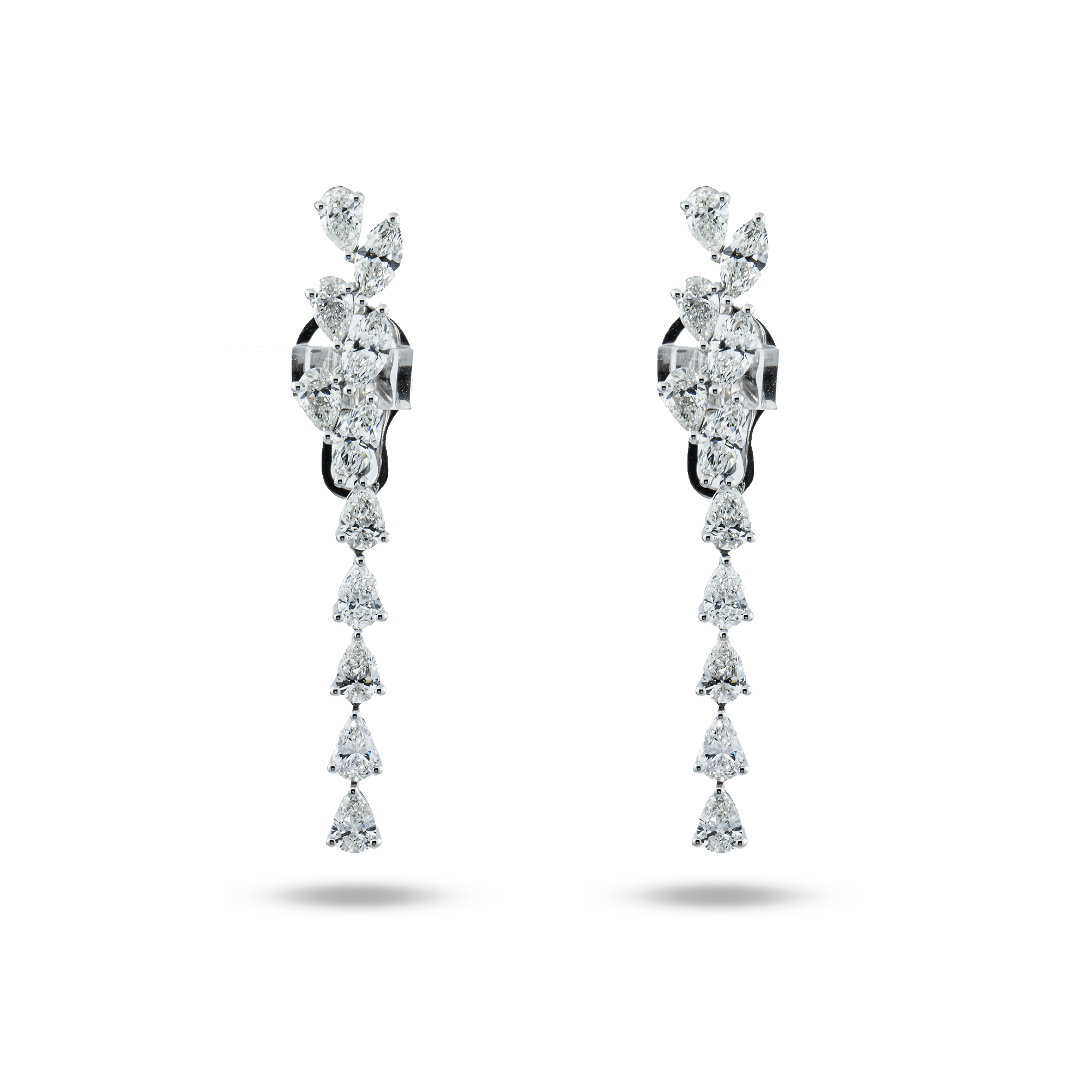 14K White Gold Marquise & Pear Diamond Drop Earrings 5.75ctw