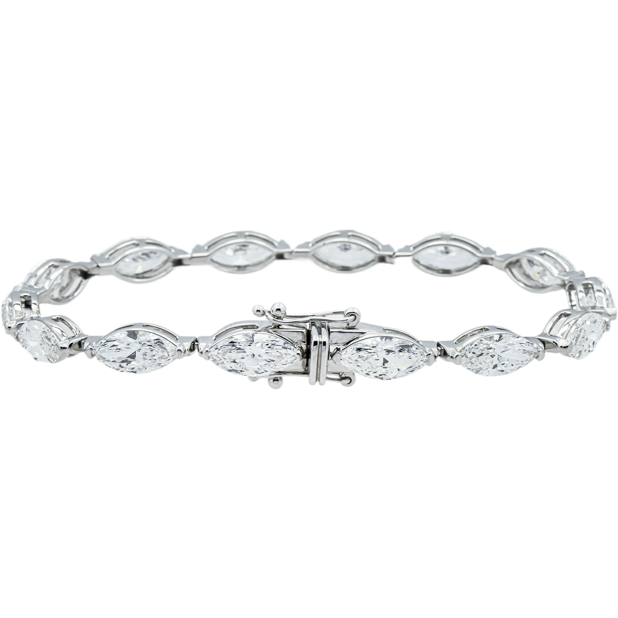 14K White Gold Horizontal Marquise Diamond Bracelet 14.39ct