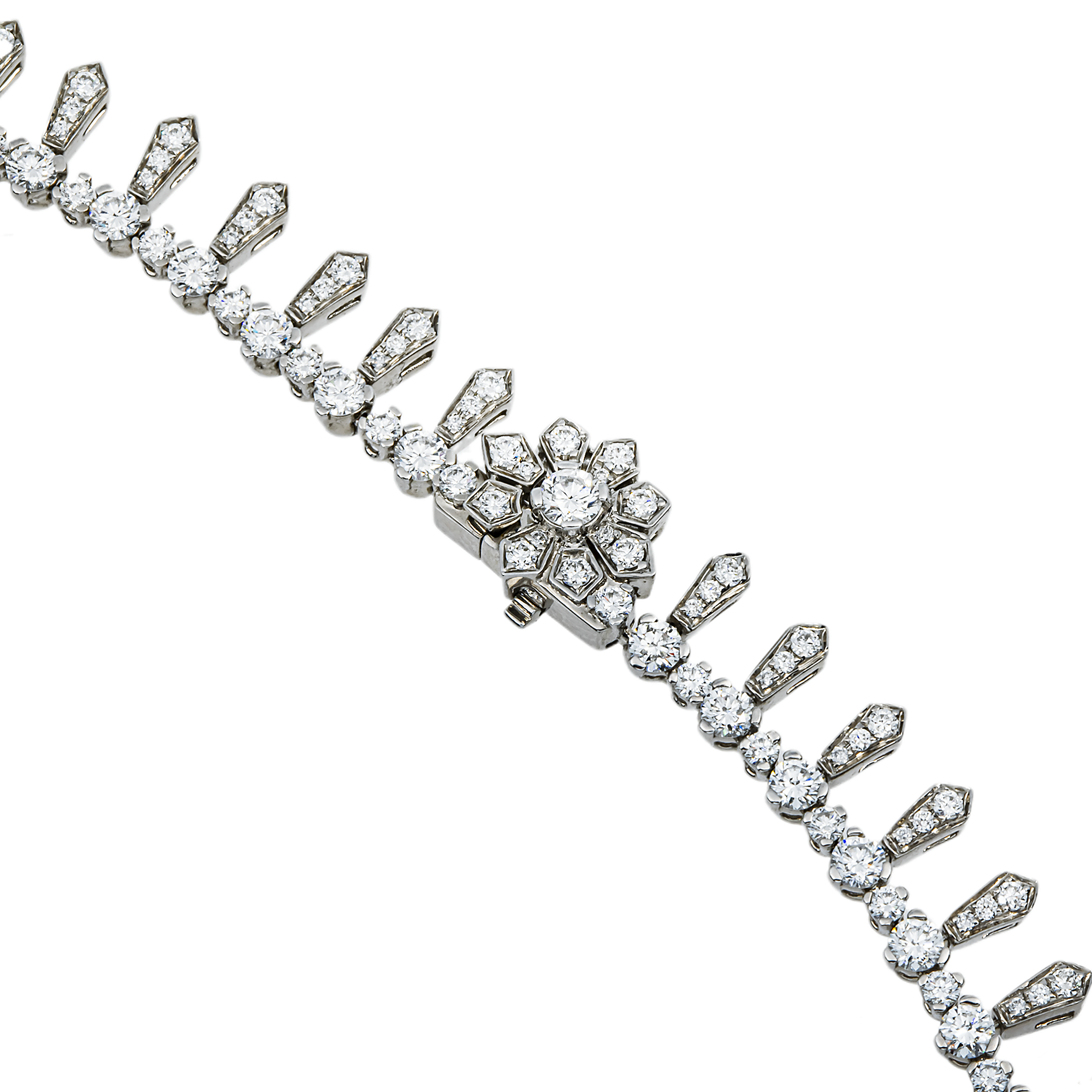 IGI 18K White Gold Fancy Pink & White Multi Cut Diamond Drop Necklace 52.20ct