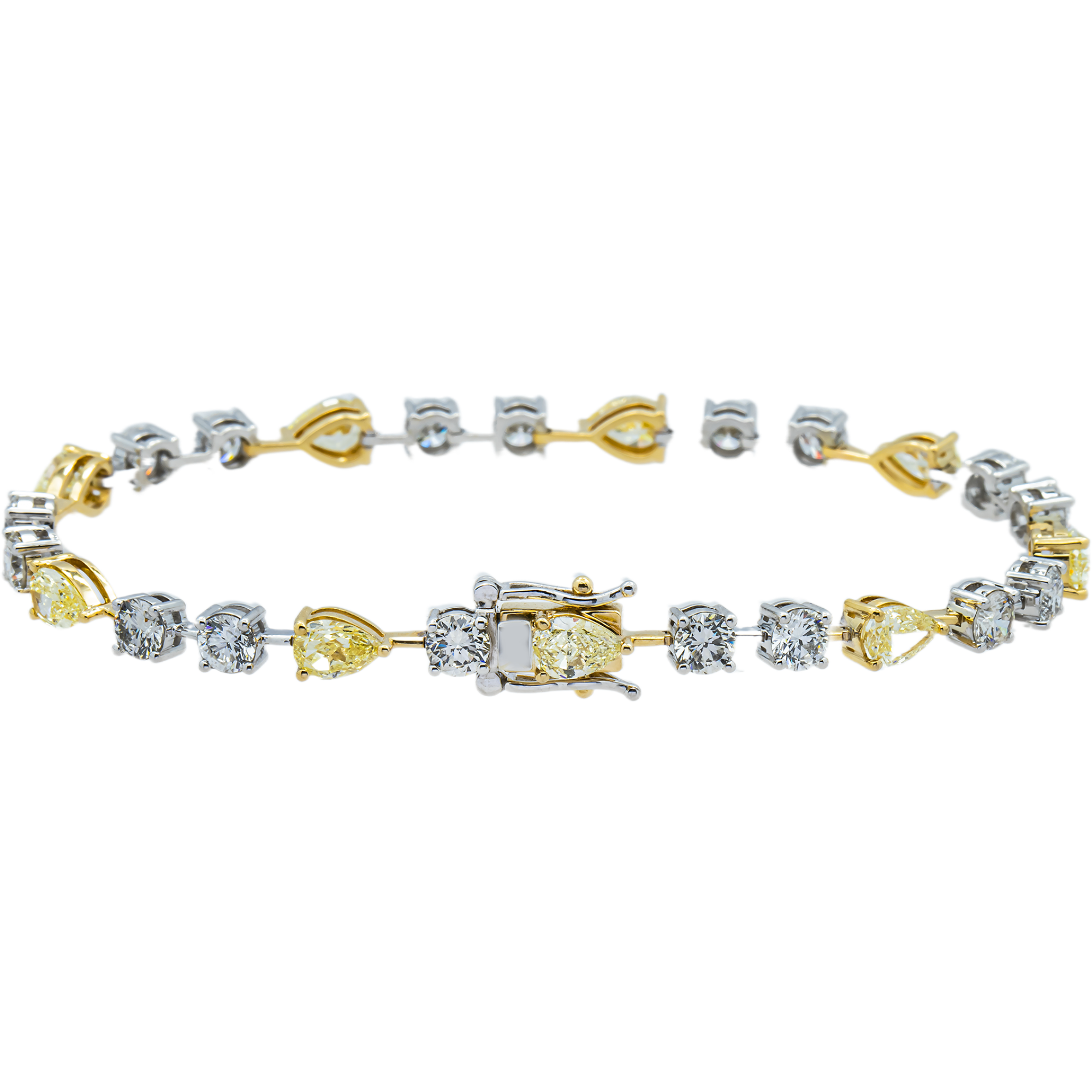 14K Two Tone Fancy Yellow & White Diamond Satellite Bracelet 8.85ct
