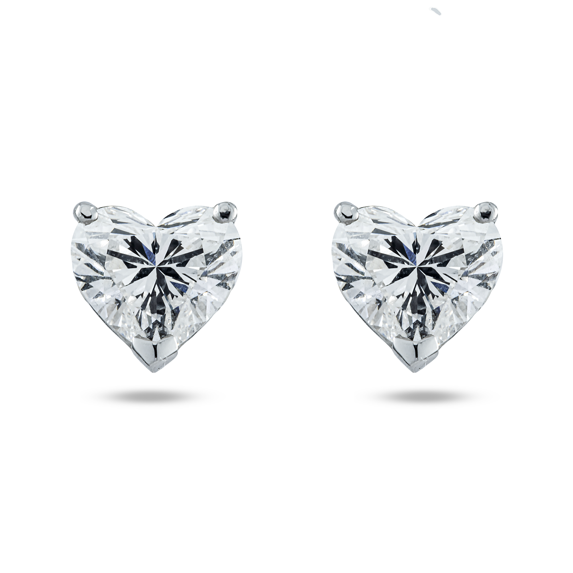 Choose Your Size - 14K White Gold IGI Heart Diamond Stud Earrings (2.0ct-6.0ct total)