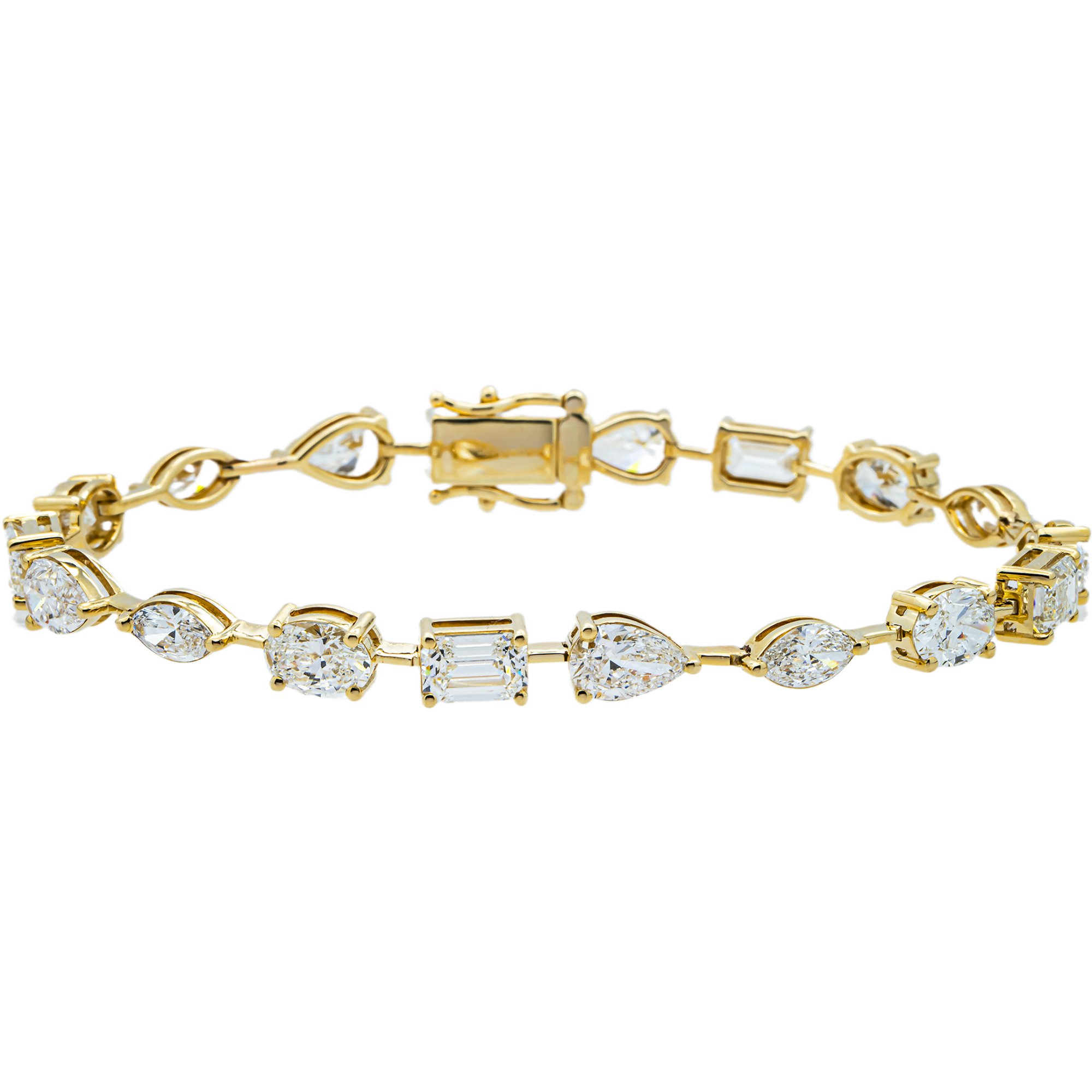 14K Yellow Gold Multi Shape  Diamond Satellite  Bracelet 12.32ct