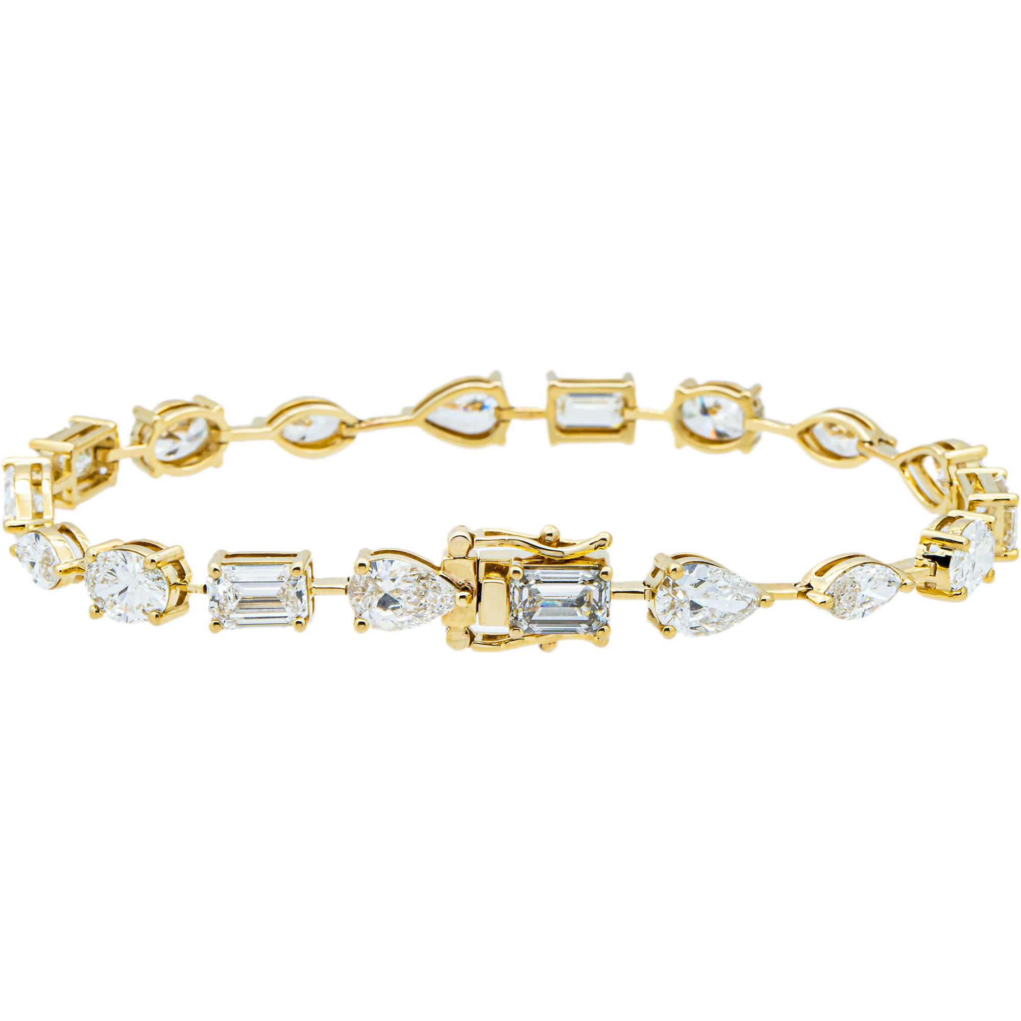14K Yellow Gold Multi Shape  Diamond Satellite  Bracelet 12.32ct