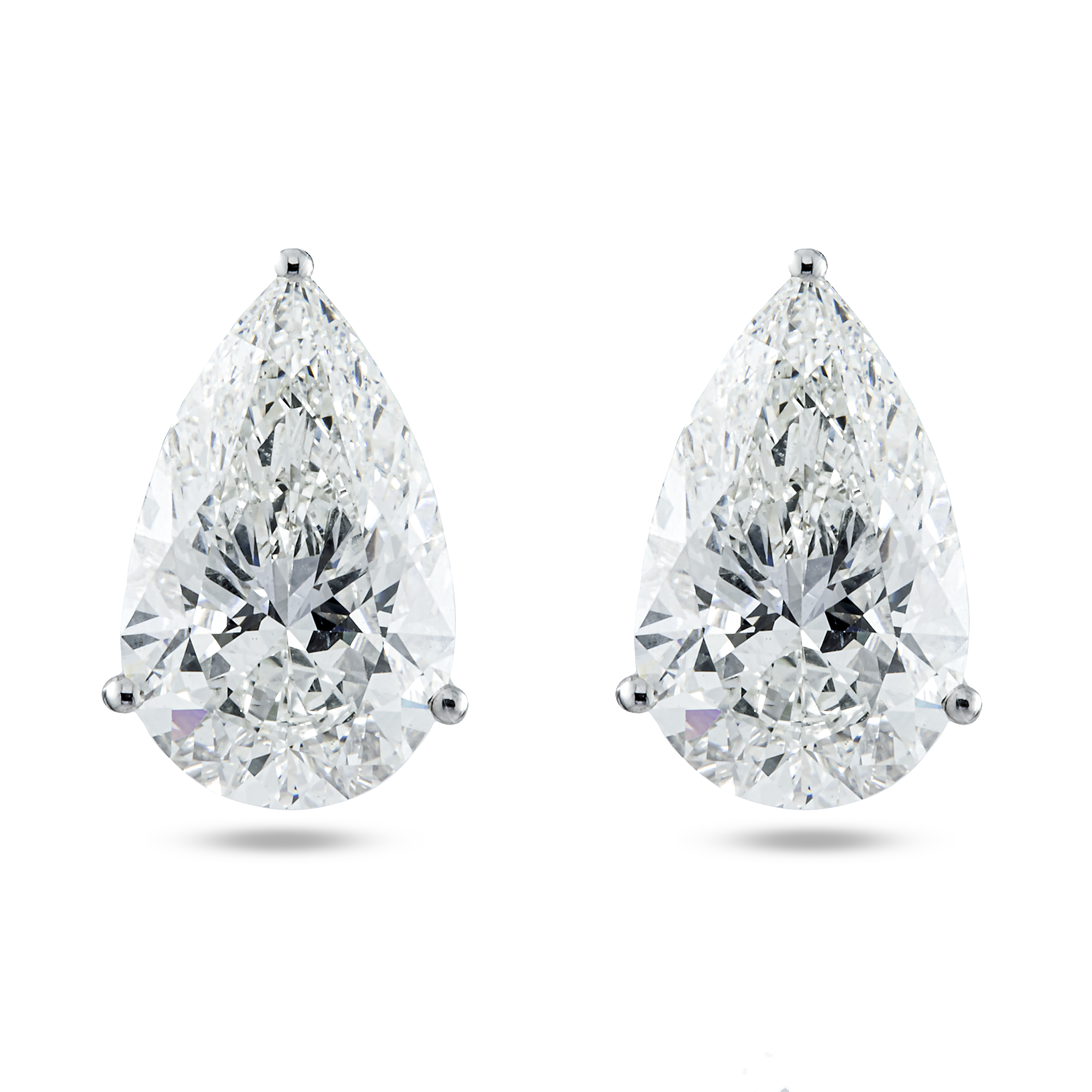 Choose Your Size - 14K White Gold IGI Pear Diamond Stud Earrings (2.0ct-6.0ct total)