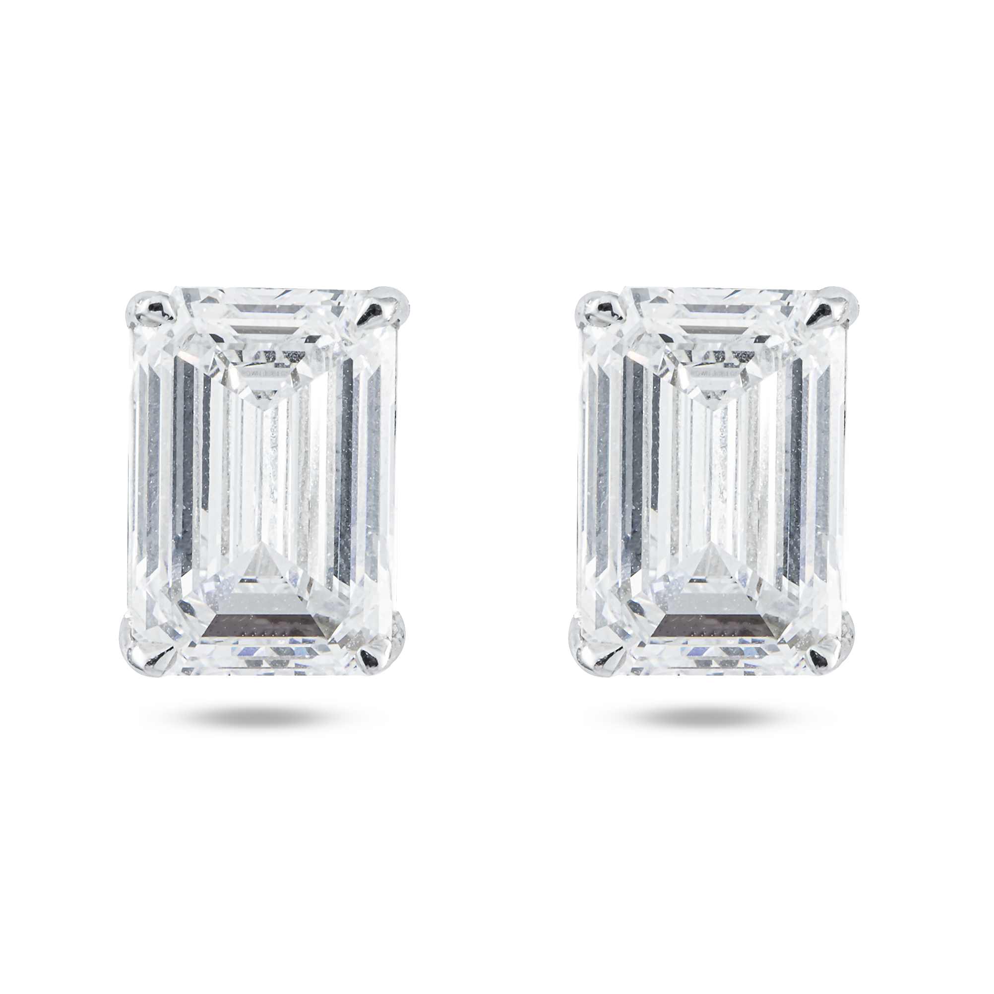 Choose Your Size - 14K White Gold IGI Emerald Diamond Stud Earrings (2.0ct-6.0ct total)