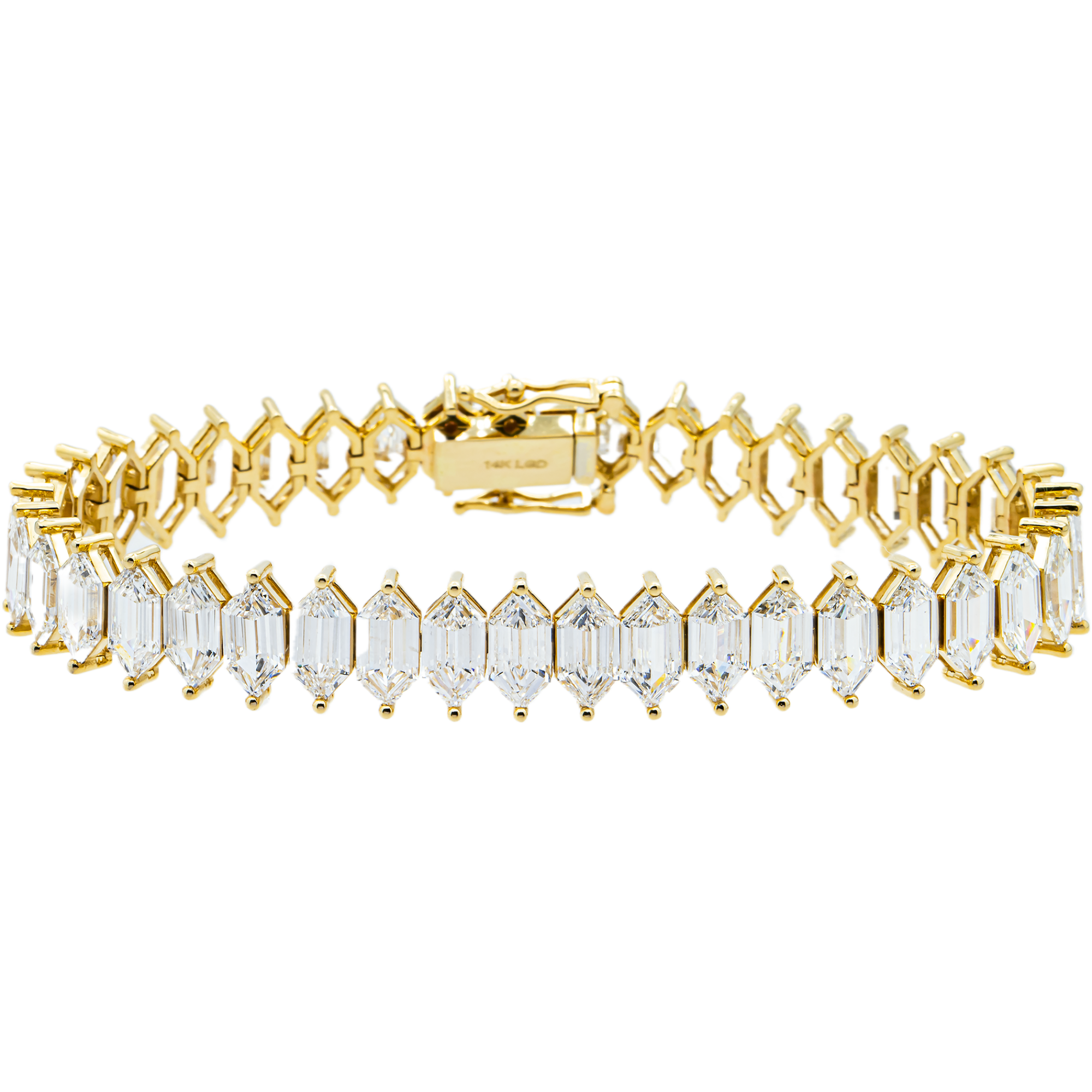 14K Yellow Gold Step Cut Marquise Diamond Bracelet  21.90ct