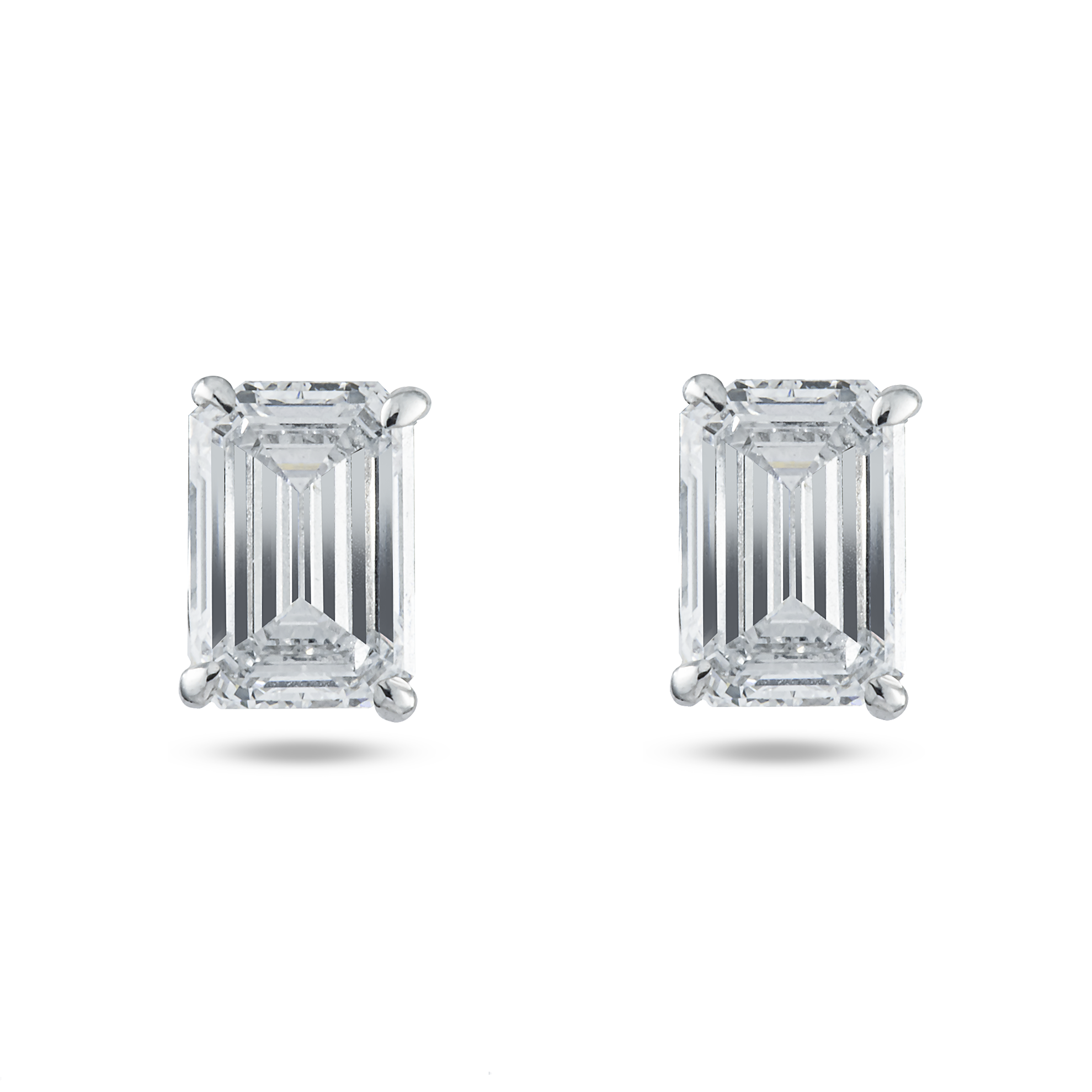 GIA Platinum & 18K White Gold Solitaire Emerald Cut Diamond Studs 2.06ctw