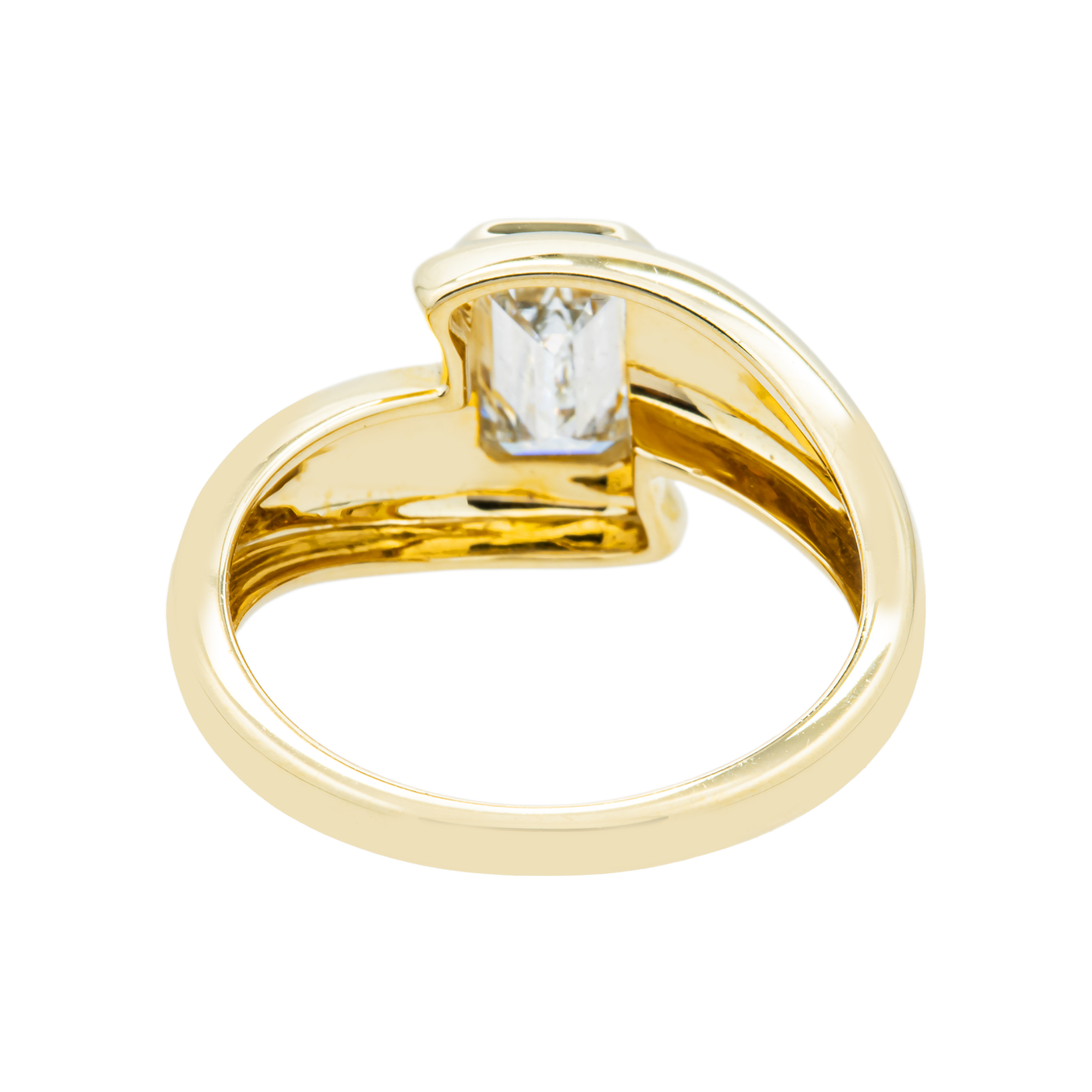 14K Yellow Gold Emerald Bezel Set Diamond Ring 1.13ct