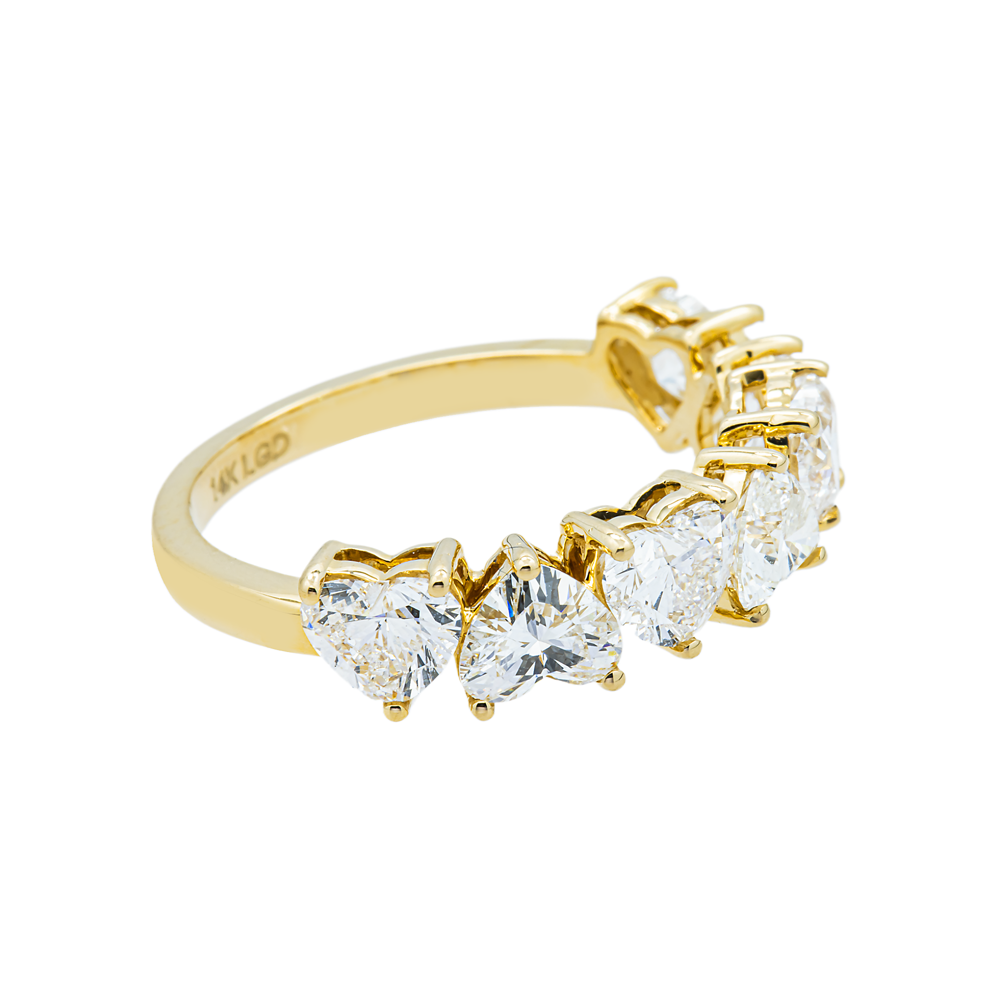 14K Yellow Gold Alternating Heart Diamond Ring 2.94ct