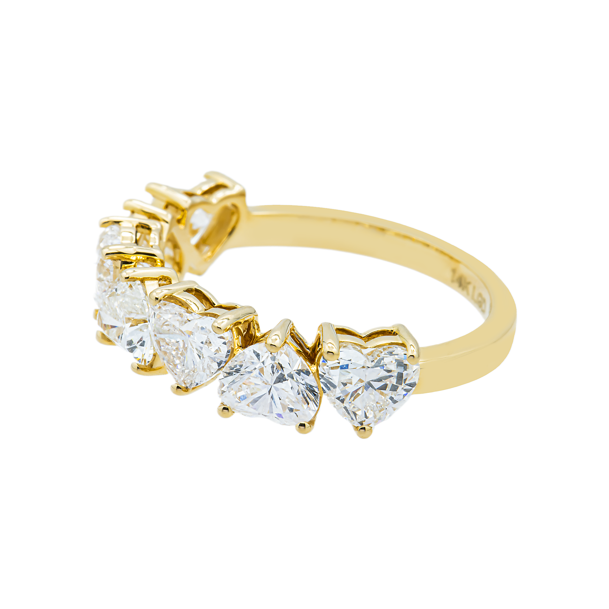 14K Yellow Gold Alternating Heart Diamond Ring 2.94ct