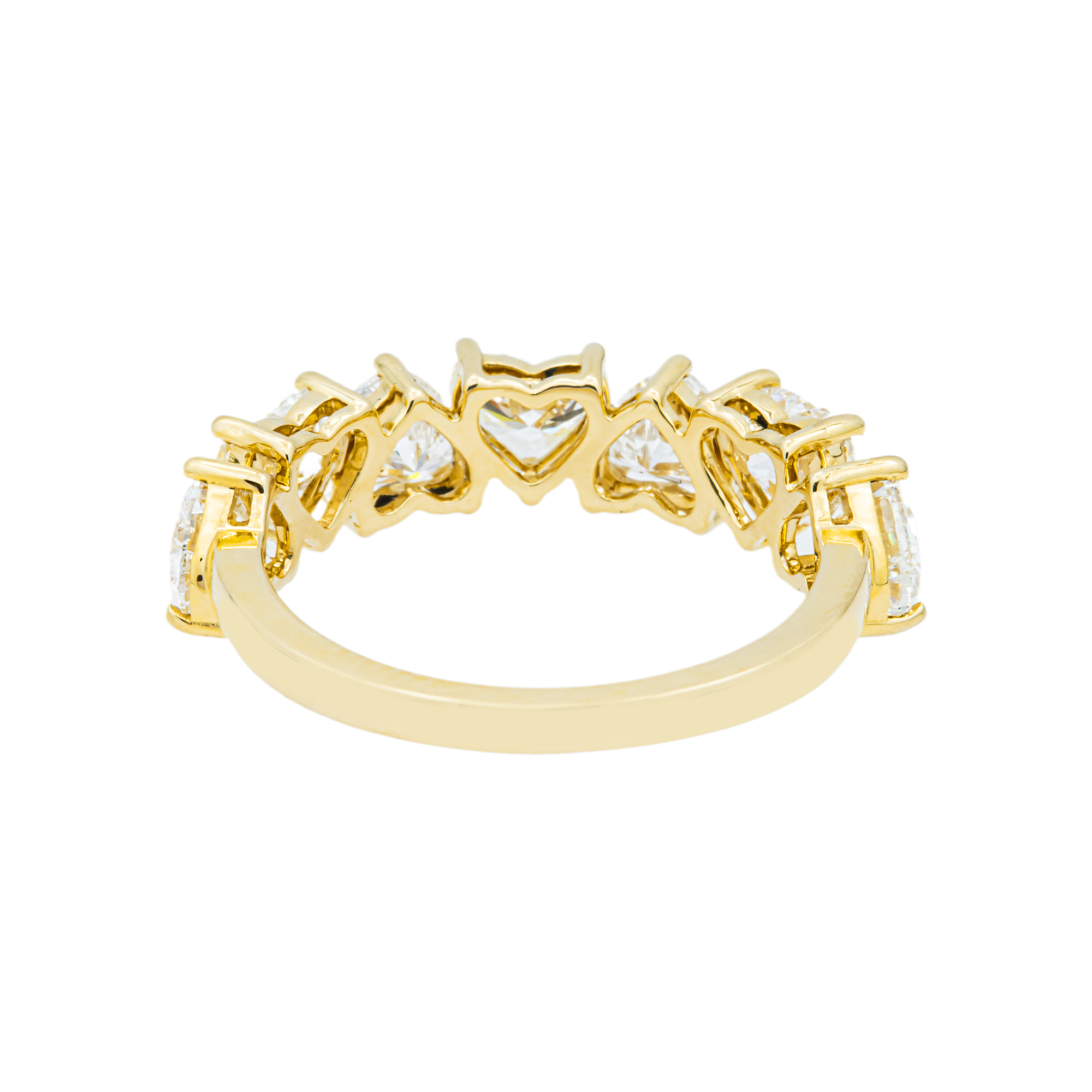 14K Yellow Gold Alternating Heart Diamond Ring 2.94ct