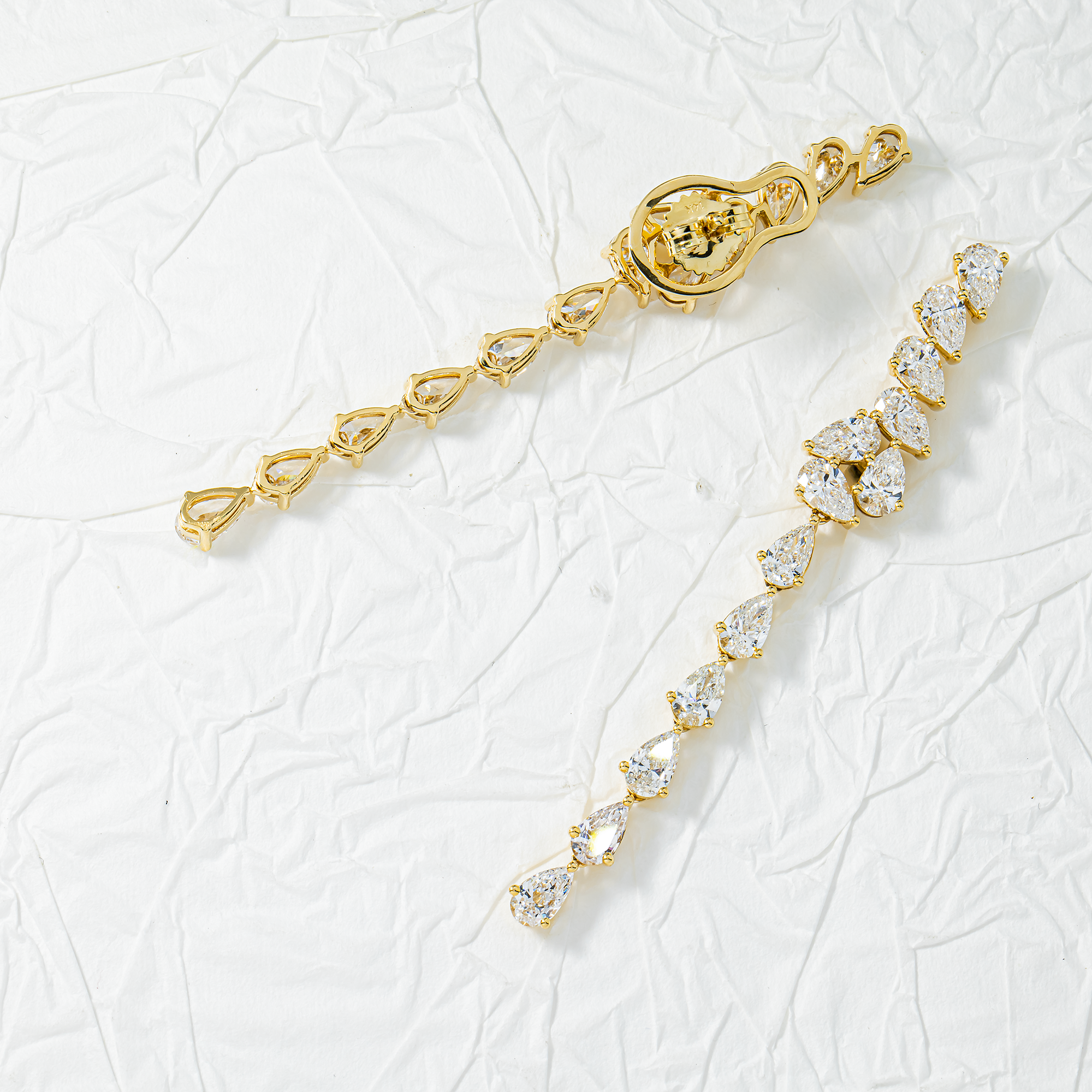 14K Yellow Gold Pear Cut Diamond Drop Earrings 8.27ct