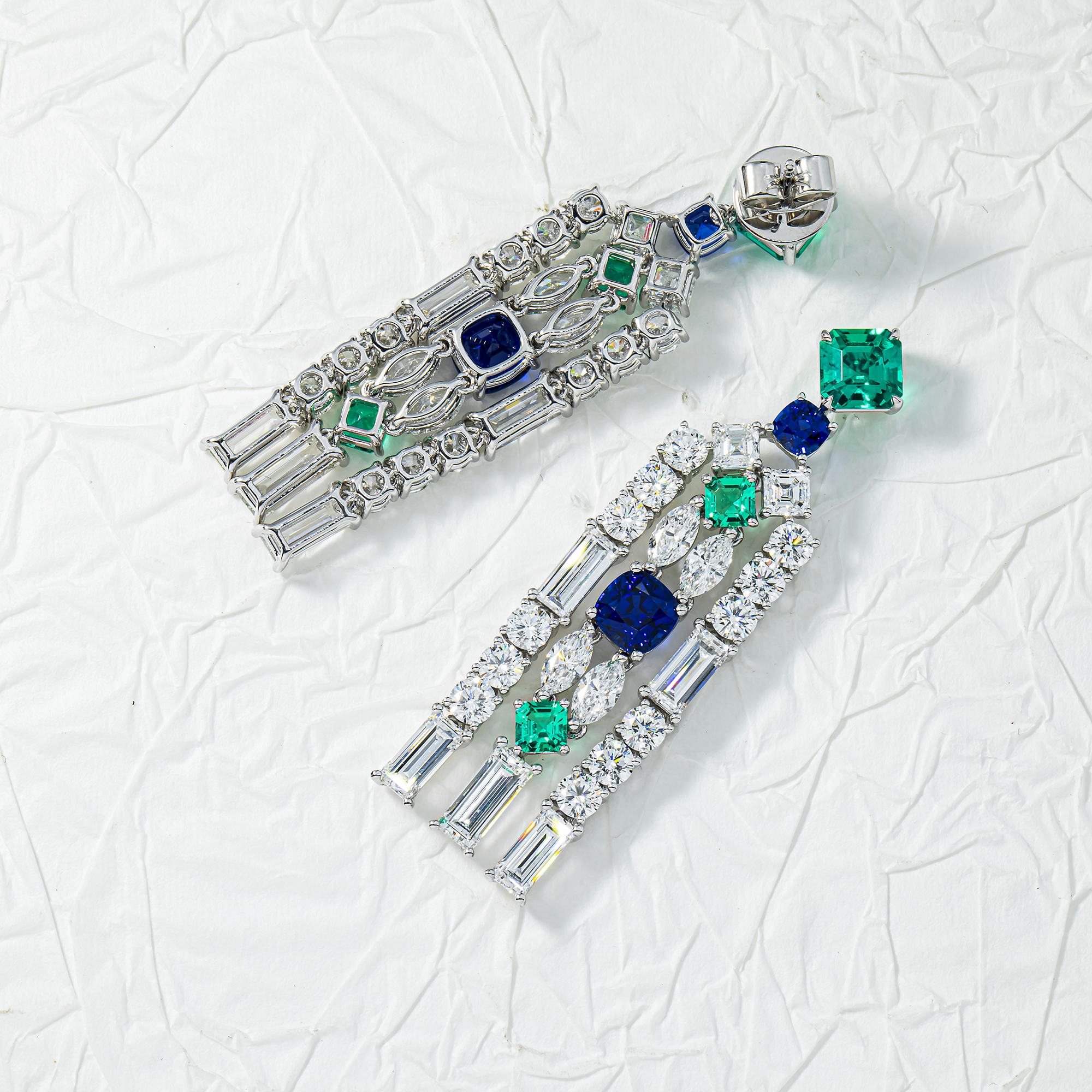 18K White Gold Gemstone & Diamond Drop Earrings 19.76ct