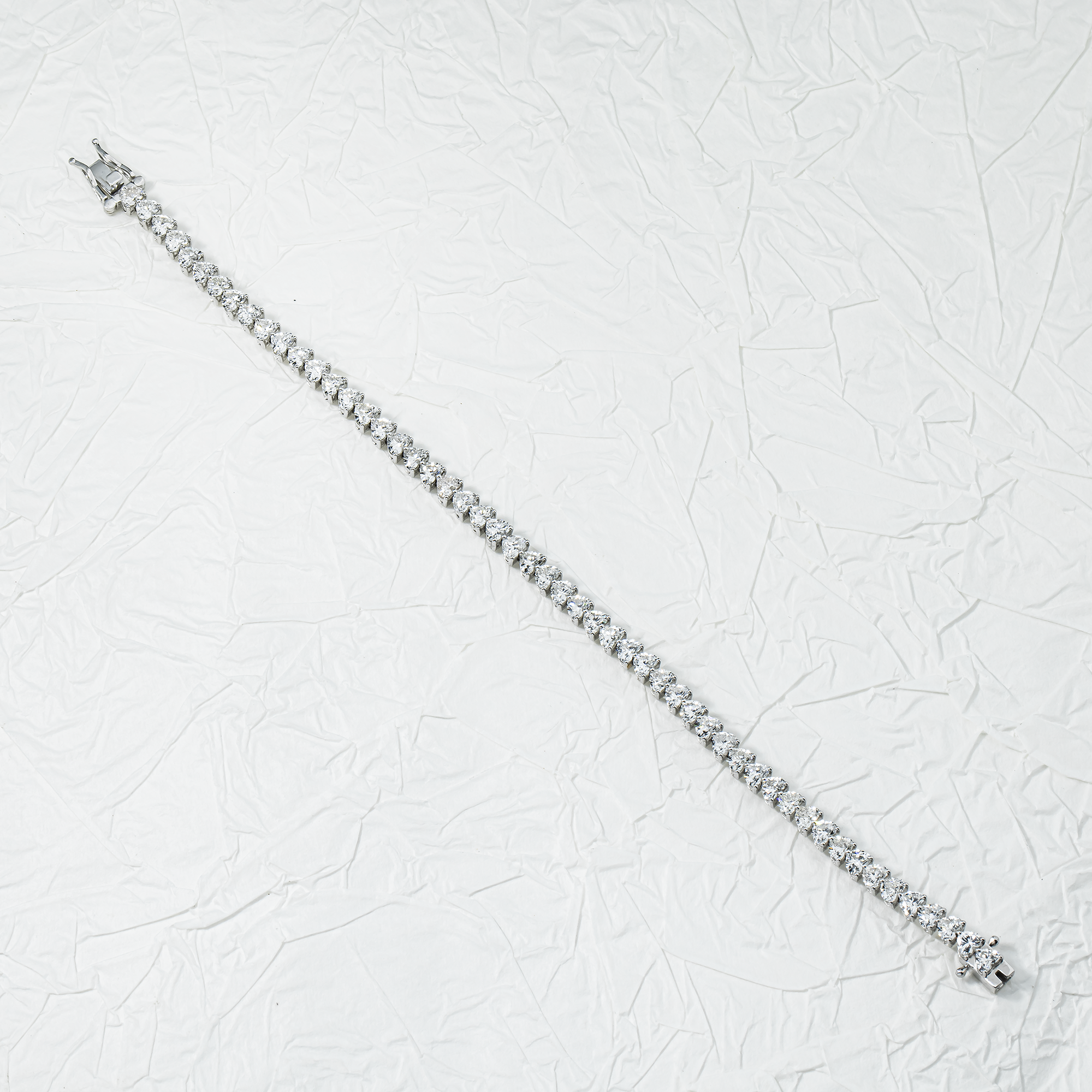 14K White Gold Heart Diamond Bracelet 7.88ct (6"-8")