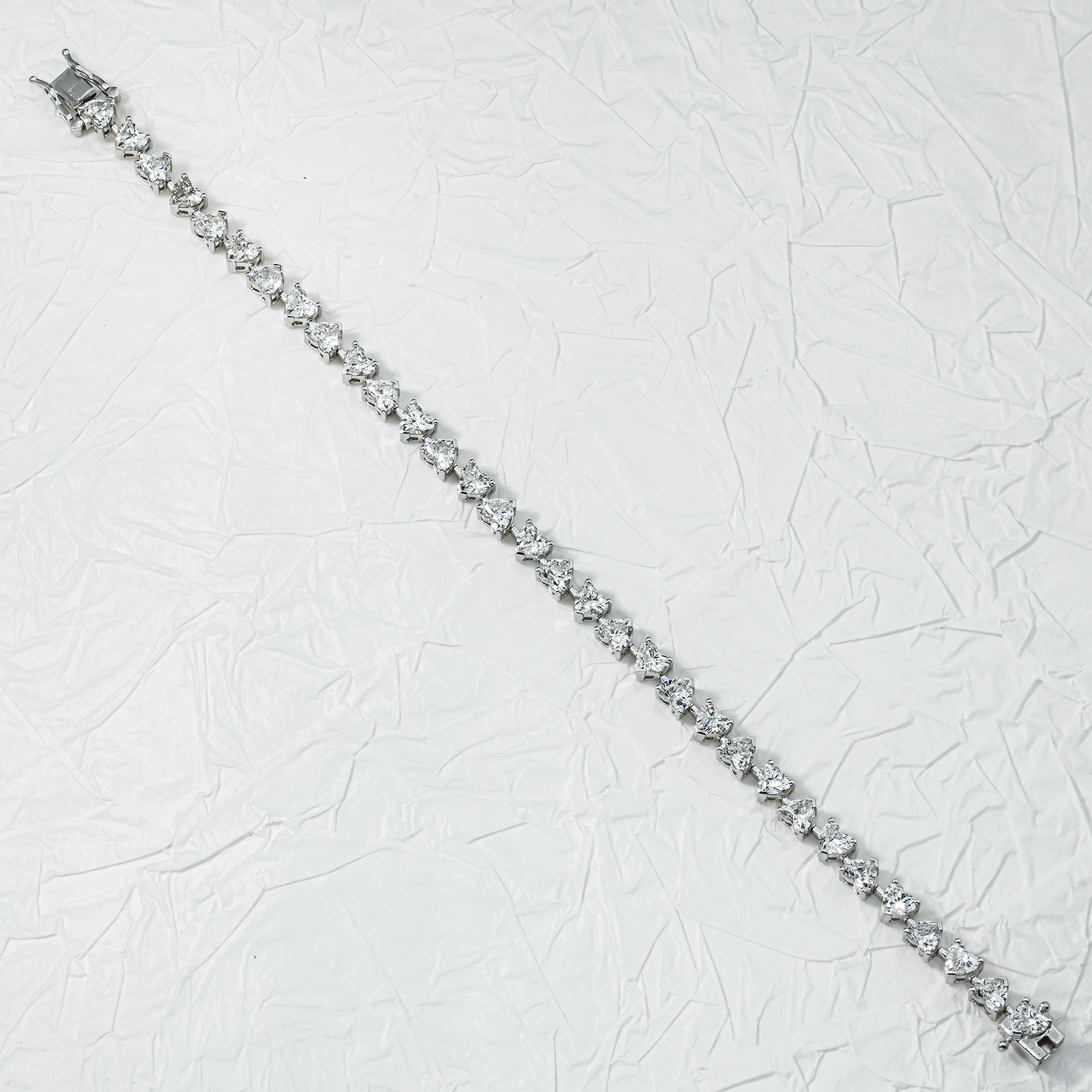 14K White Gold Heart Diamond Satellite Bracelet 8.32ct