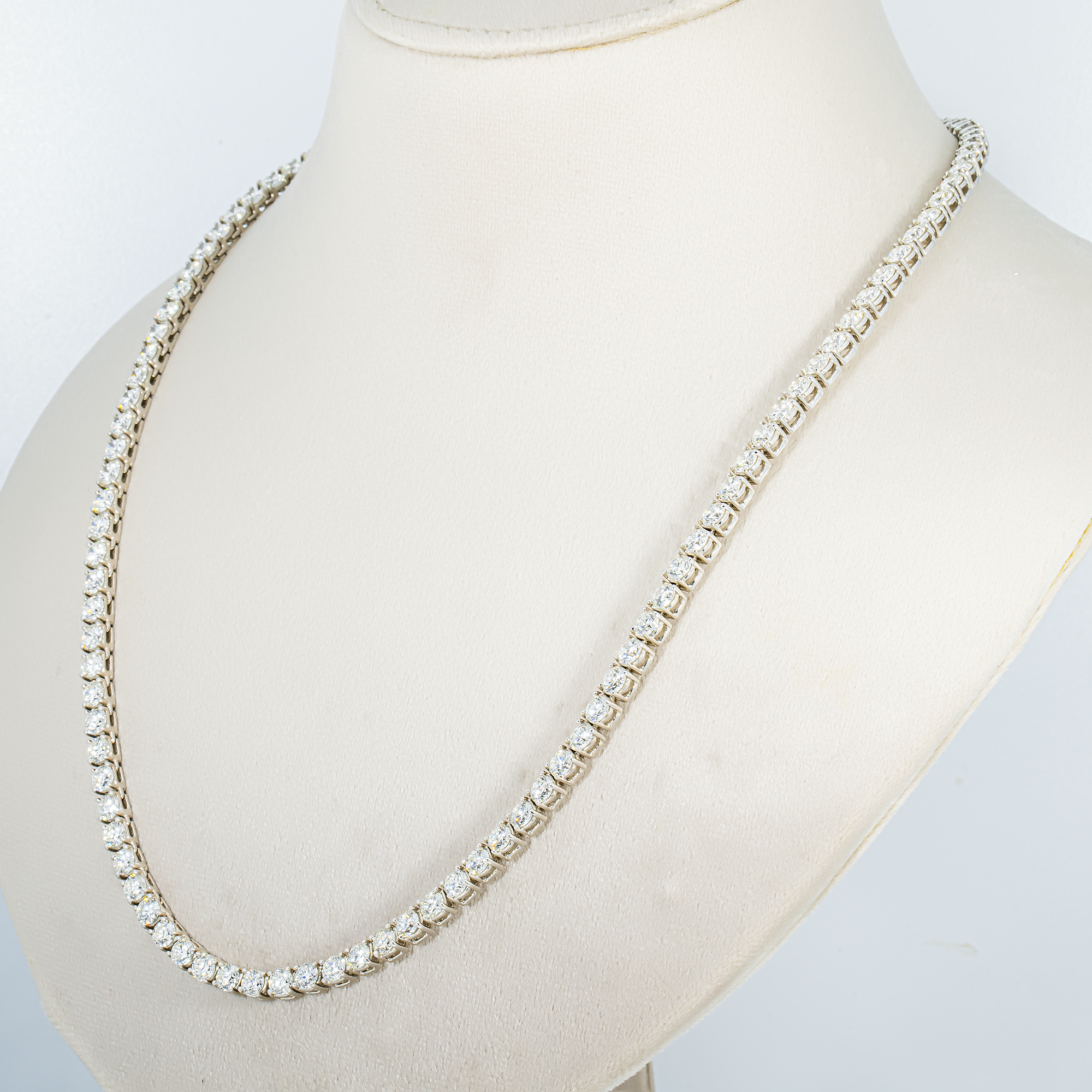 14K White Gold Round Diamond Tennis Chain 44.70ct (16"-26")