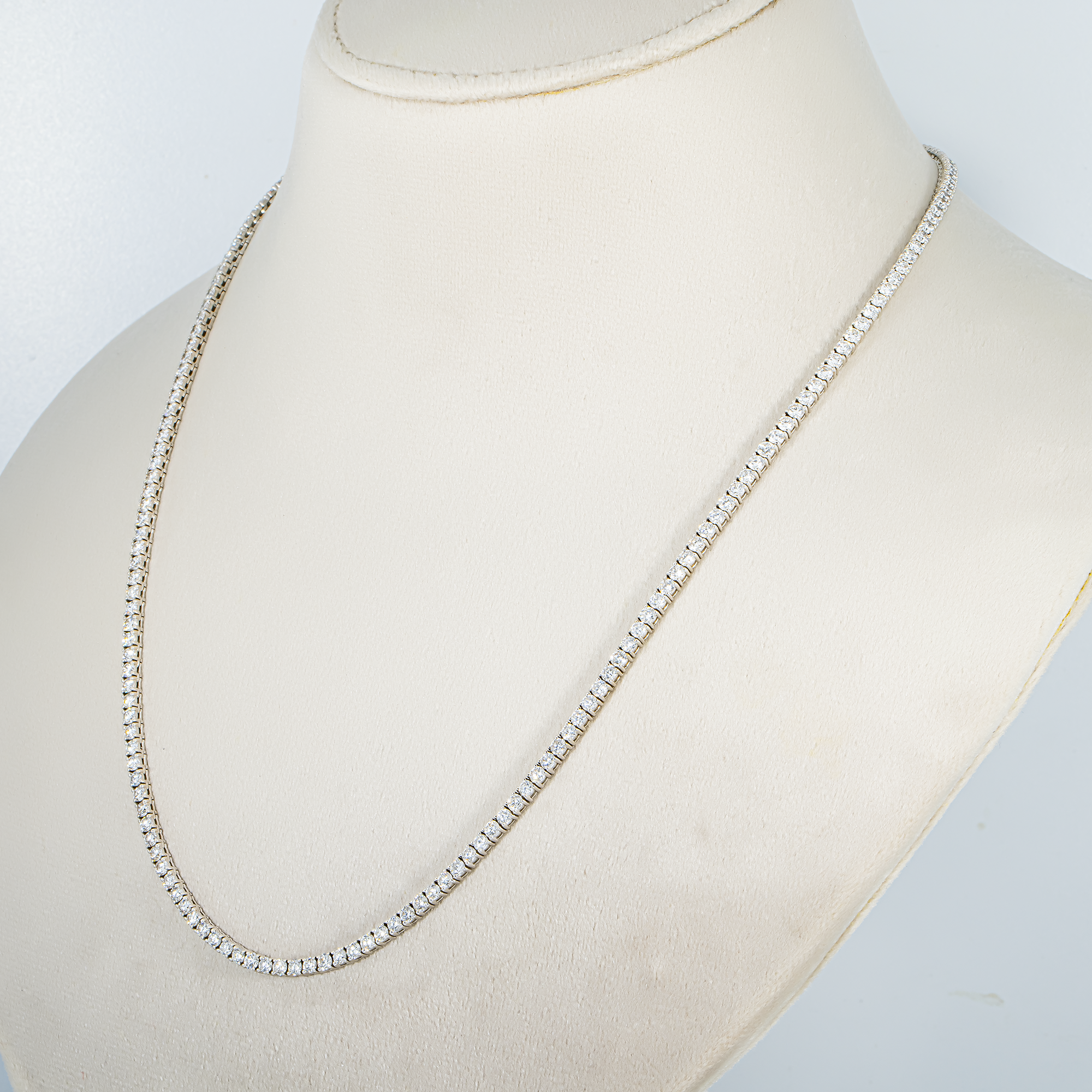 14K White Gold Round Diamond Tennis Chain 11.50ct (16"-20")