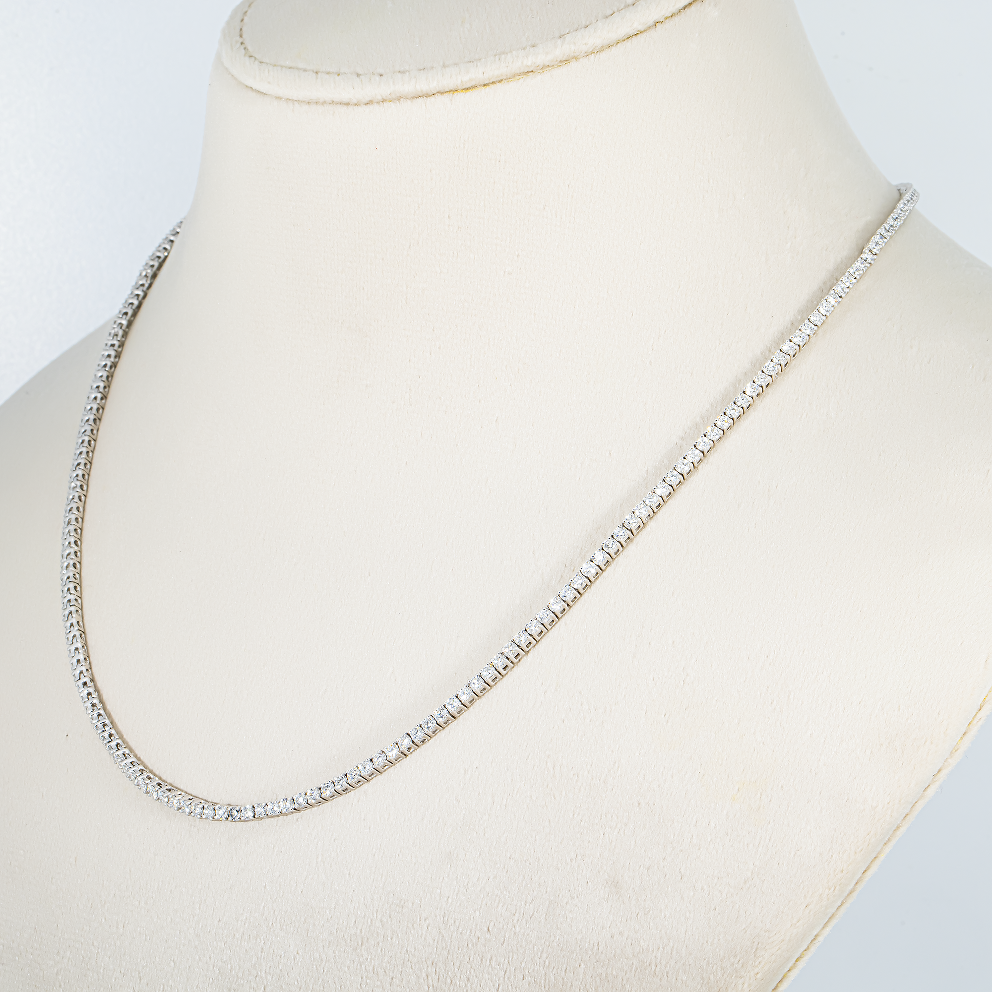 14K White Gold Round Diamond Tennis Chain 6.17ct (16"-22")